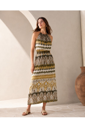 MyFlamenco Etnik Desen Halter Yaka Elbise