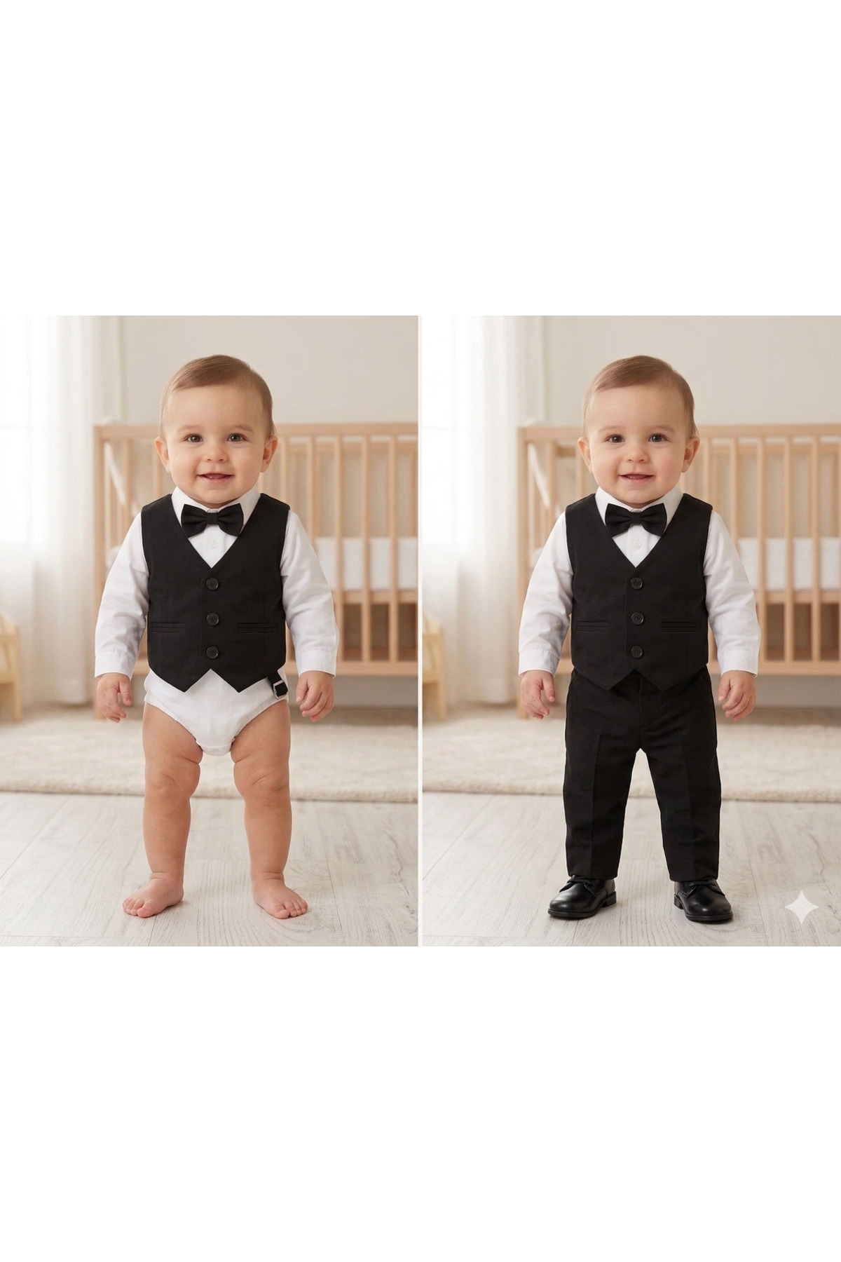 baby kids colors Boy's Tuxedo Suit with Button Vest and Bow Tie Chain
