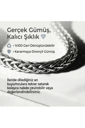 GenelTedarik SARIHMBRD 925 Ayar Gümüş Minimalist Erkek Zincir Kolye (2.2 - 2....