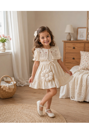 My Lusa baby wear Velya Kız Çocuk %100 Pamuklu Vintage Nakış Detaylı Çantalı ...