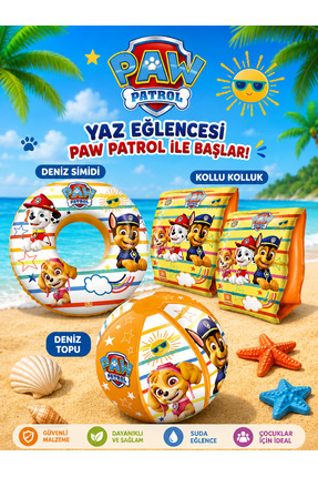 Magicway Lisanslı Paw Patrol Plaj Seti Kolluk - Simit - Top Paw Petrol Karakt...