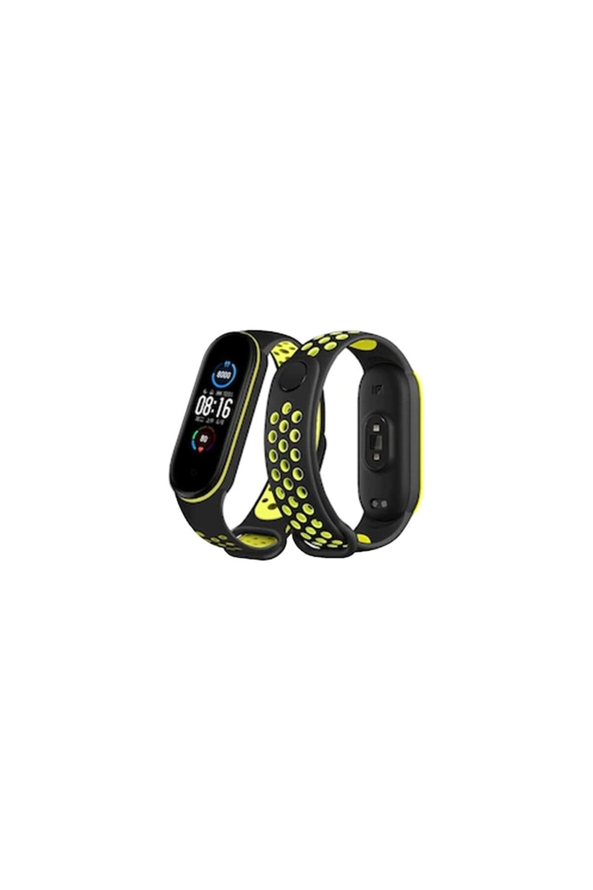 Xiaomi Mi Band 7 Spor Delikli Kordon - Siyah-yeşil