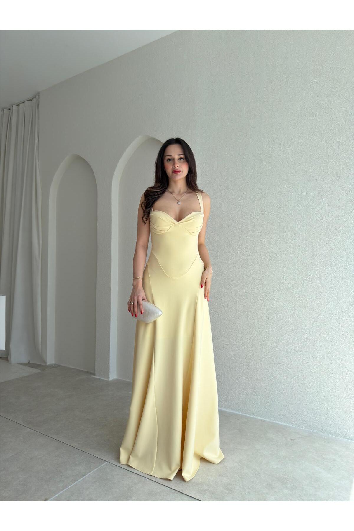 Mooi Butik Smooth Maxi Dress 1814 - Yellow