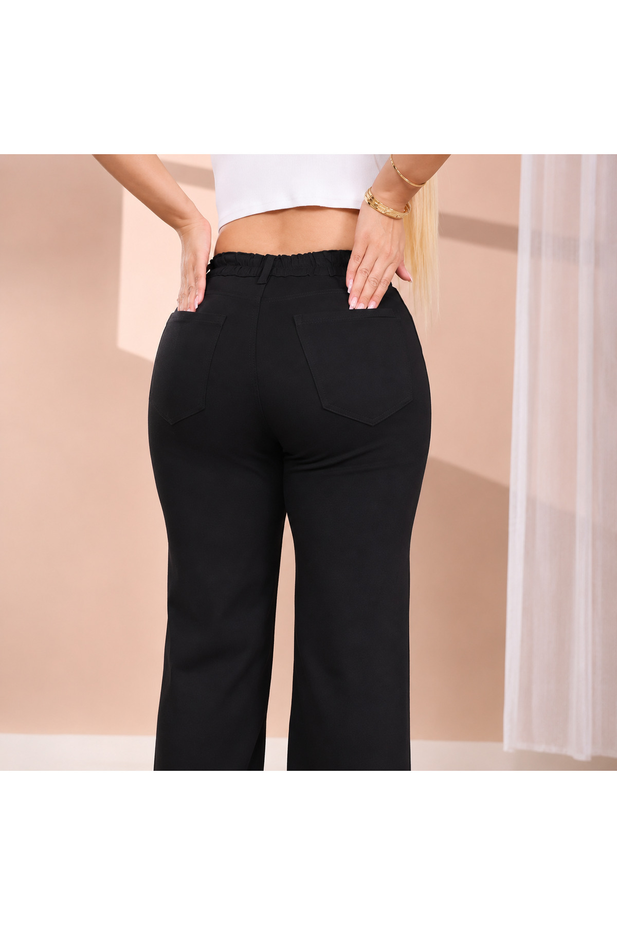 Mügerella Premium Yüksek Bel İspanyol Paça Pantolon Premium Dokulu Yüksek Bel Pantolon görsel 5