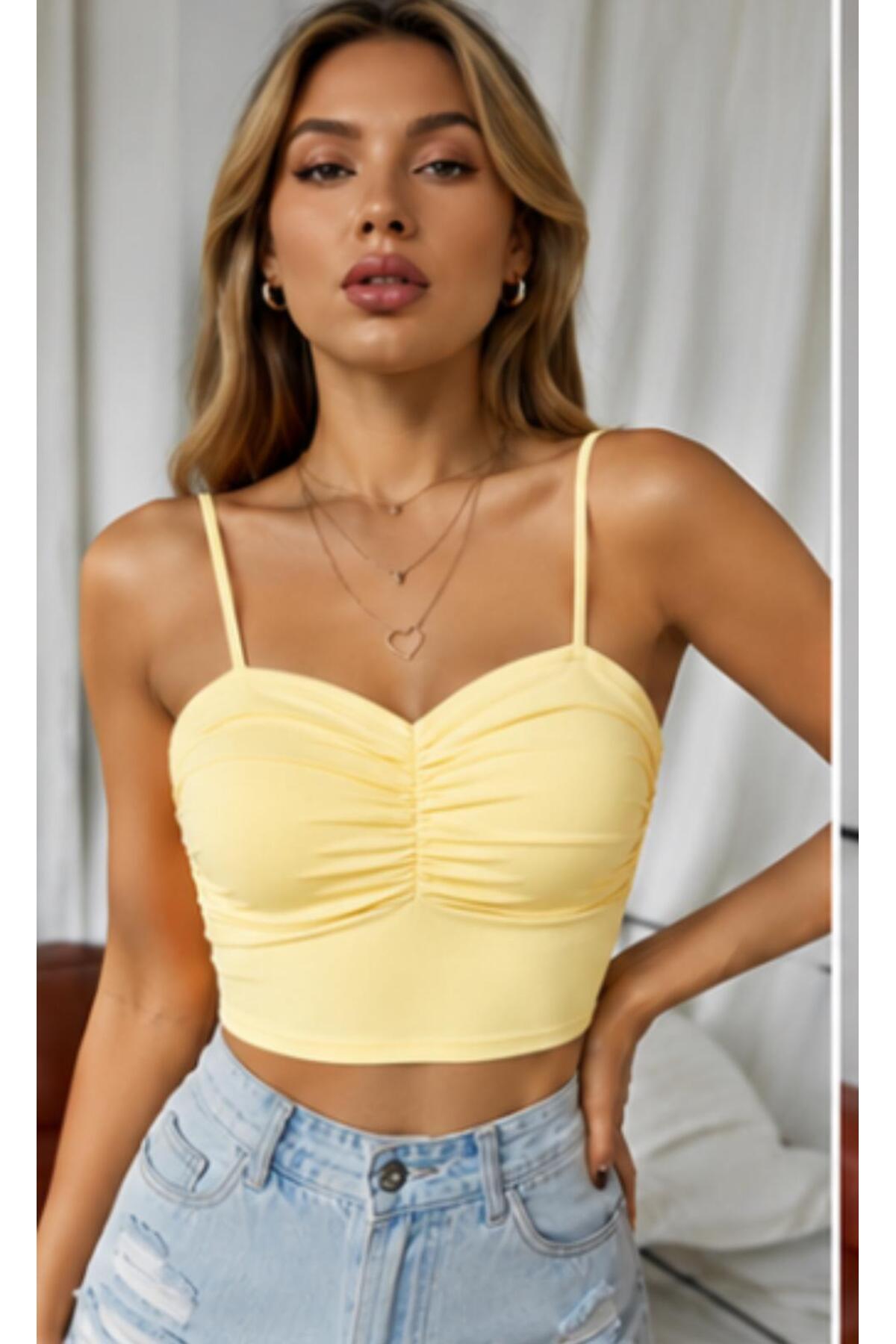 f-maskfashion BÜZGÜ DETAYLI ASKILI CROP