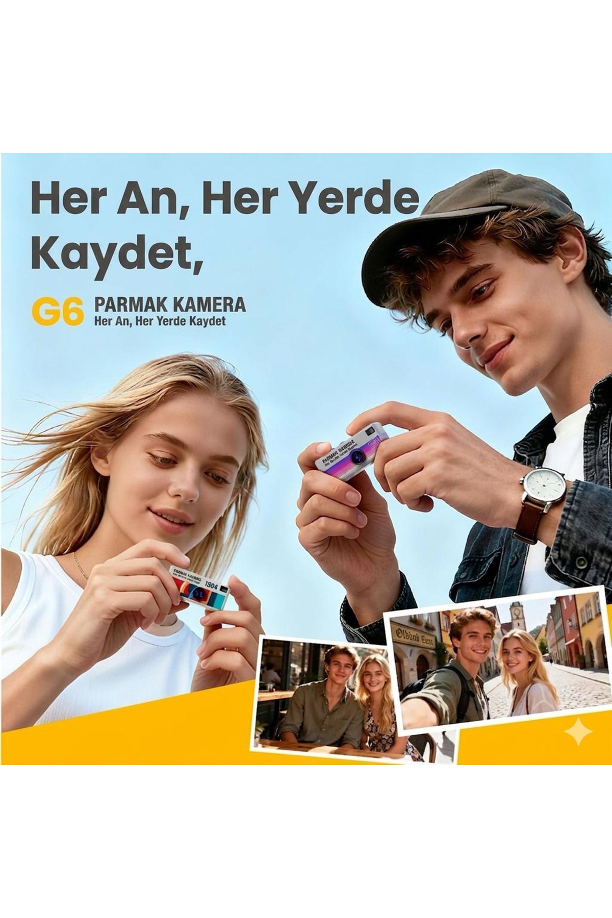 Ausek G6 Thumb Camera Mini Dijital Kamera Retro Tasarım