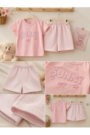 İnak Baby Shine Kız Çocuk Sunny Nakışlı Pembe Şortlu Takım