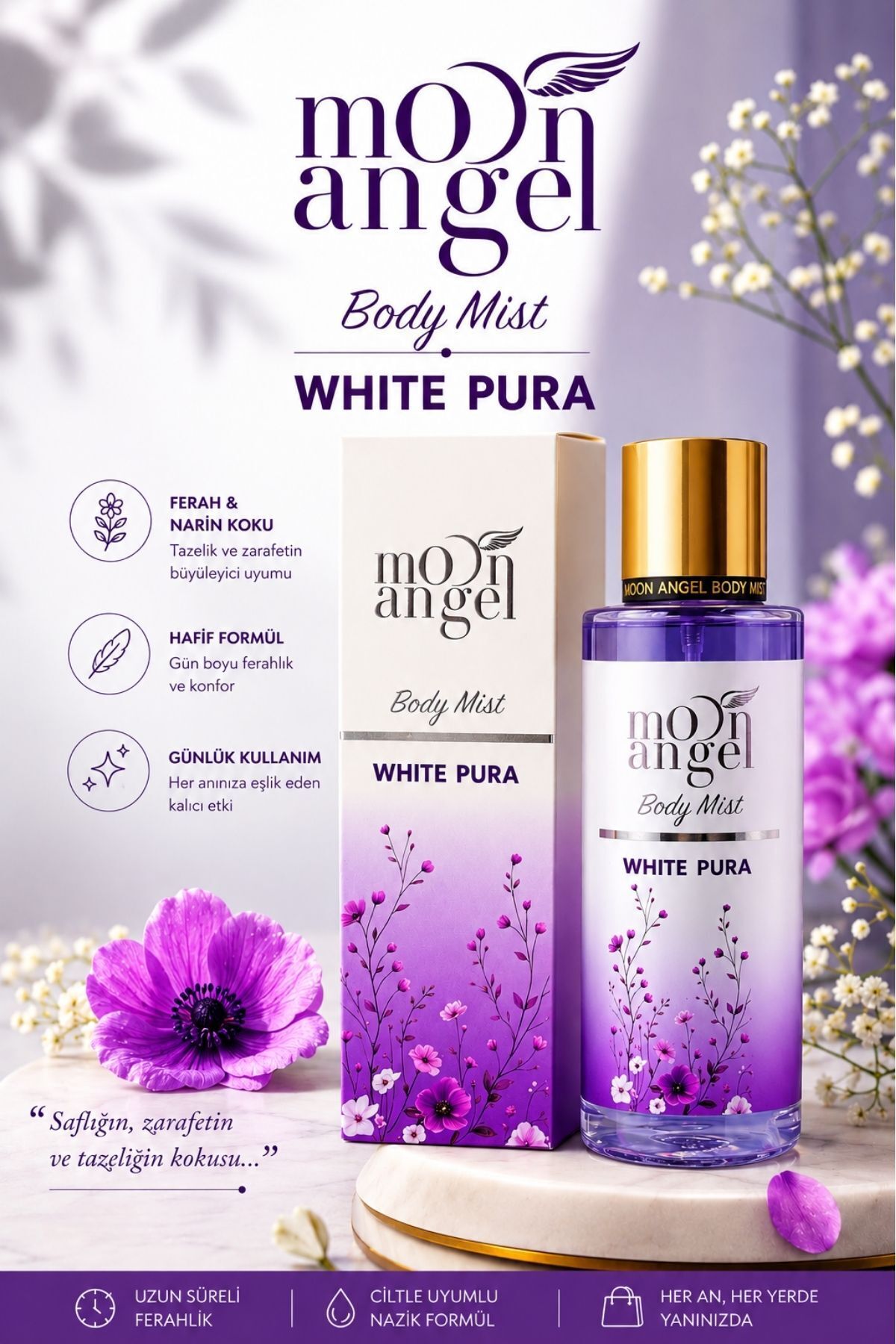 Kadın Parfümlü Body Mist White Pura 250 ml Vücut Spreyi — görsel 1