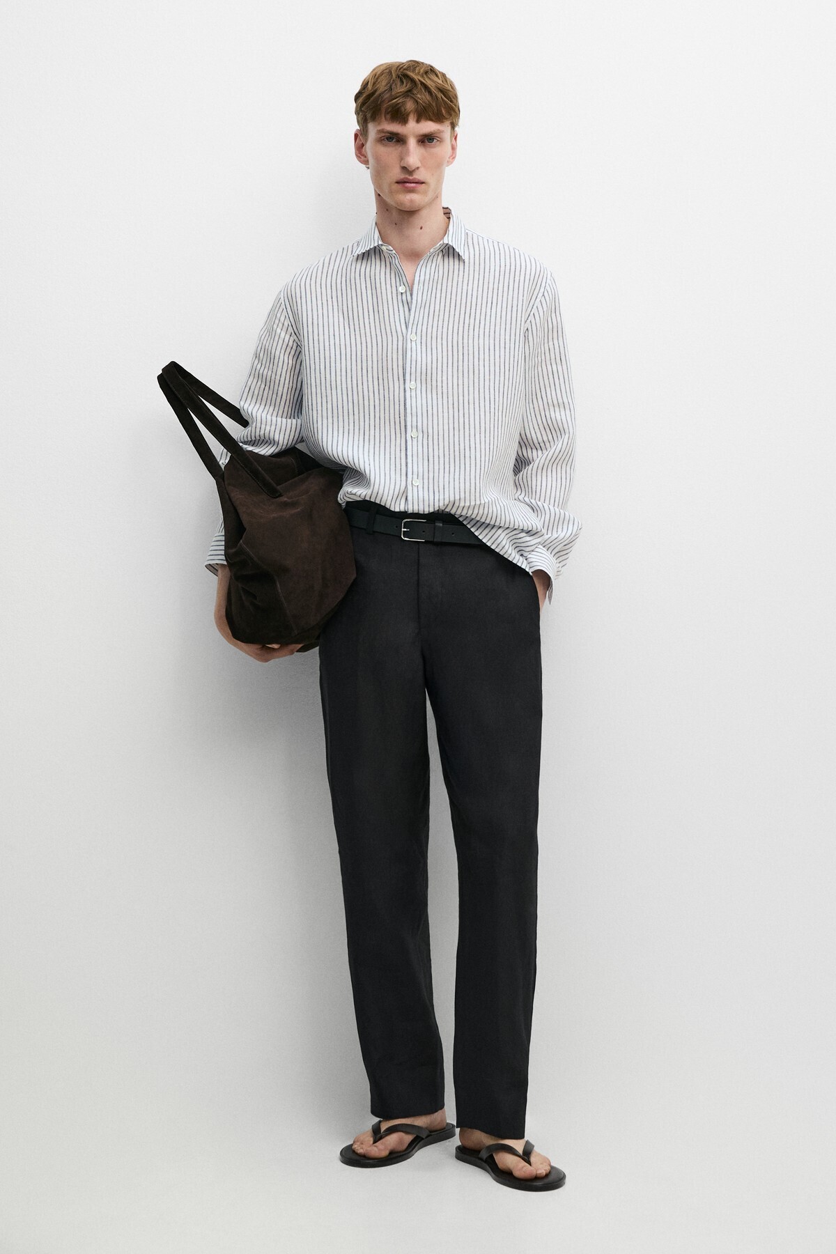 پیراهن راه راه ۱۰۰٪ کتان ماسیمو دوتی پیراهن Massimo Dutti