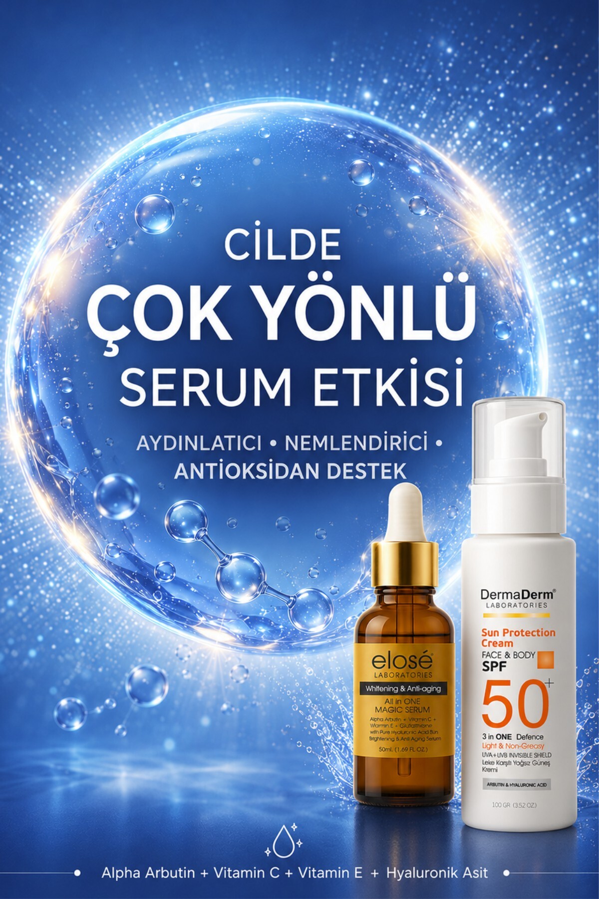 Dermaderm Yüz Güneş Kremi 100ml. ve Leke Karşıtı Serum 50ml. — H1343 — تصویر 7 از 8