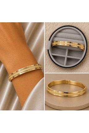 MK Gold Sim Detaylı Minimal Kelepçe Bileklik