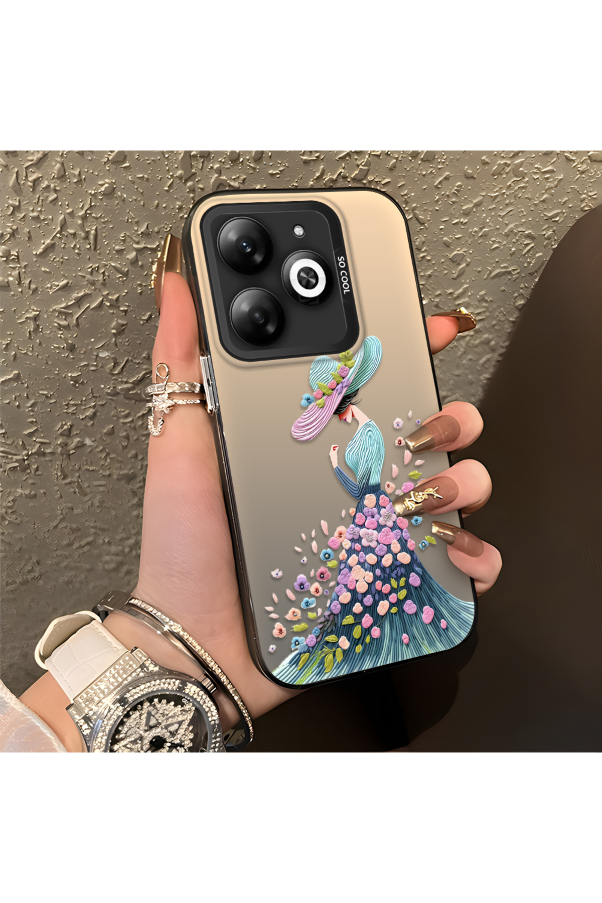 Infinix Hot 40i Compatible Silicone Edge Hard Back Case Couple Phone Case Lovely Girl Patterned