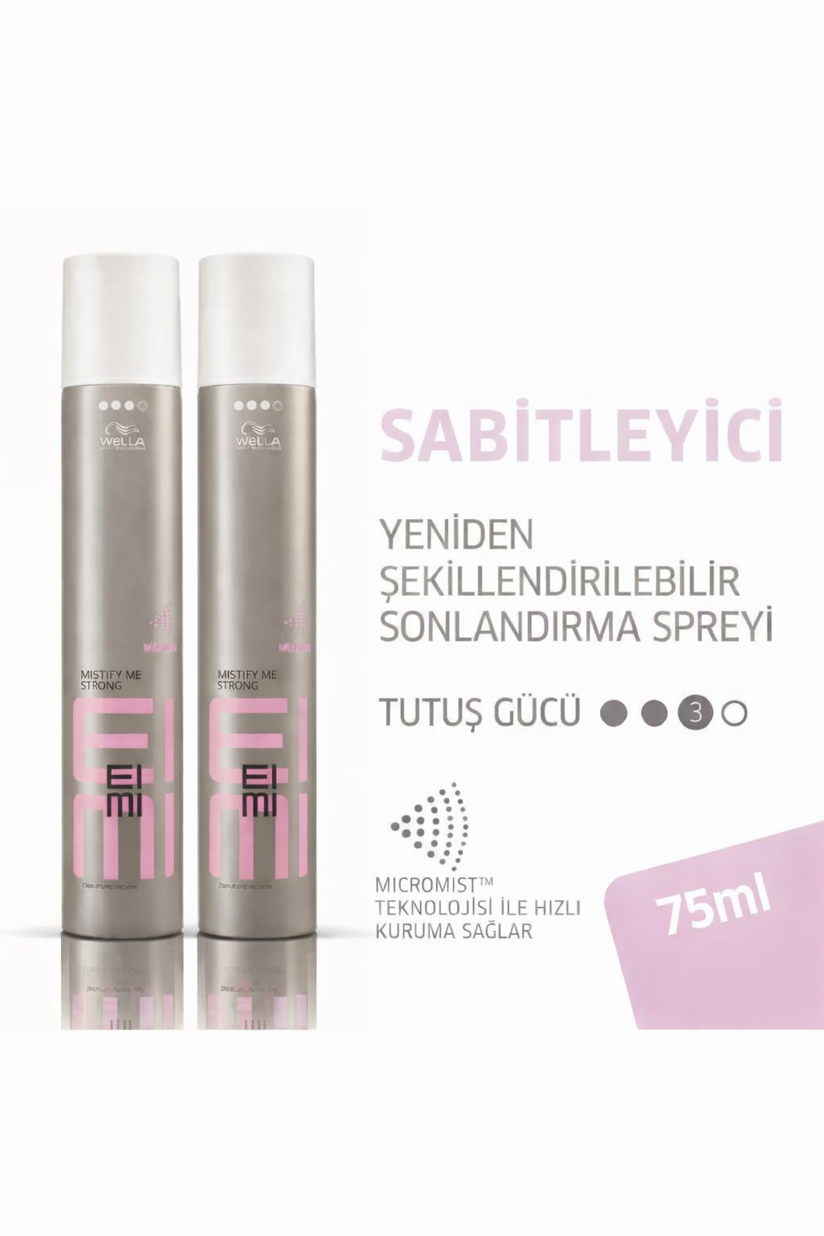 Wella Professionals Eimi Mistify Me Strong Hold Fast Drying -Mist Teknolojili Güçlü Tutuşlu Saç Spreyi 75 ml X 2 ADET — 4064666213989-3