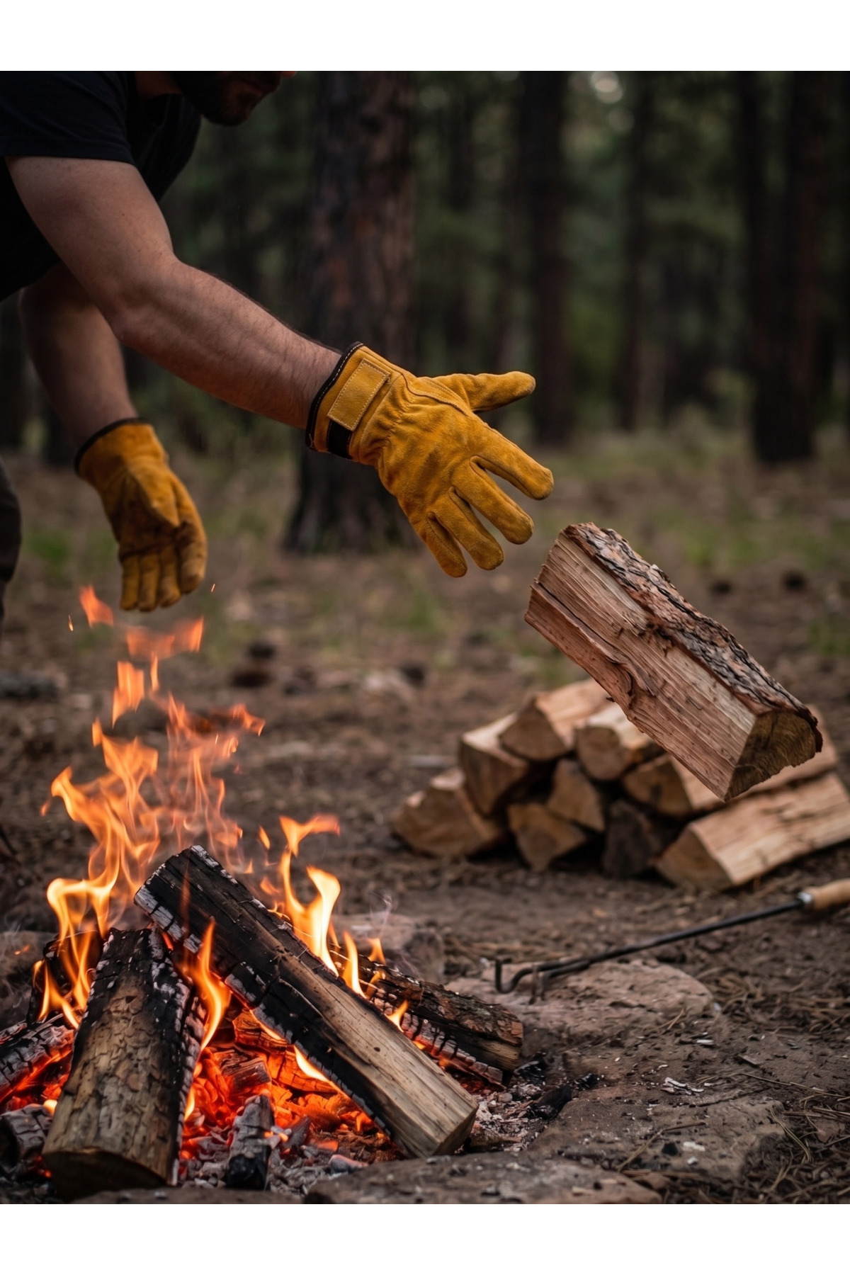 O.M.D OMD Hakiki Deri Yanmaz Kamp, Bushcraft ve Ateş Eldiveni - 28 cm Ergonomik Şömine ve Mangal Eldiveni görsel 5