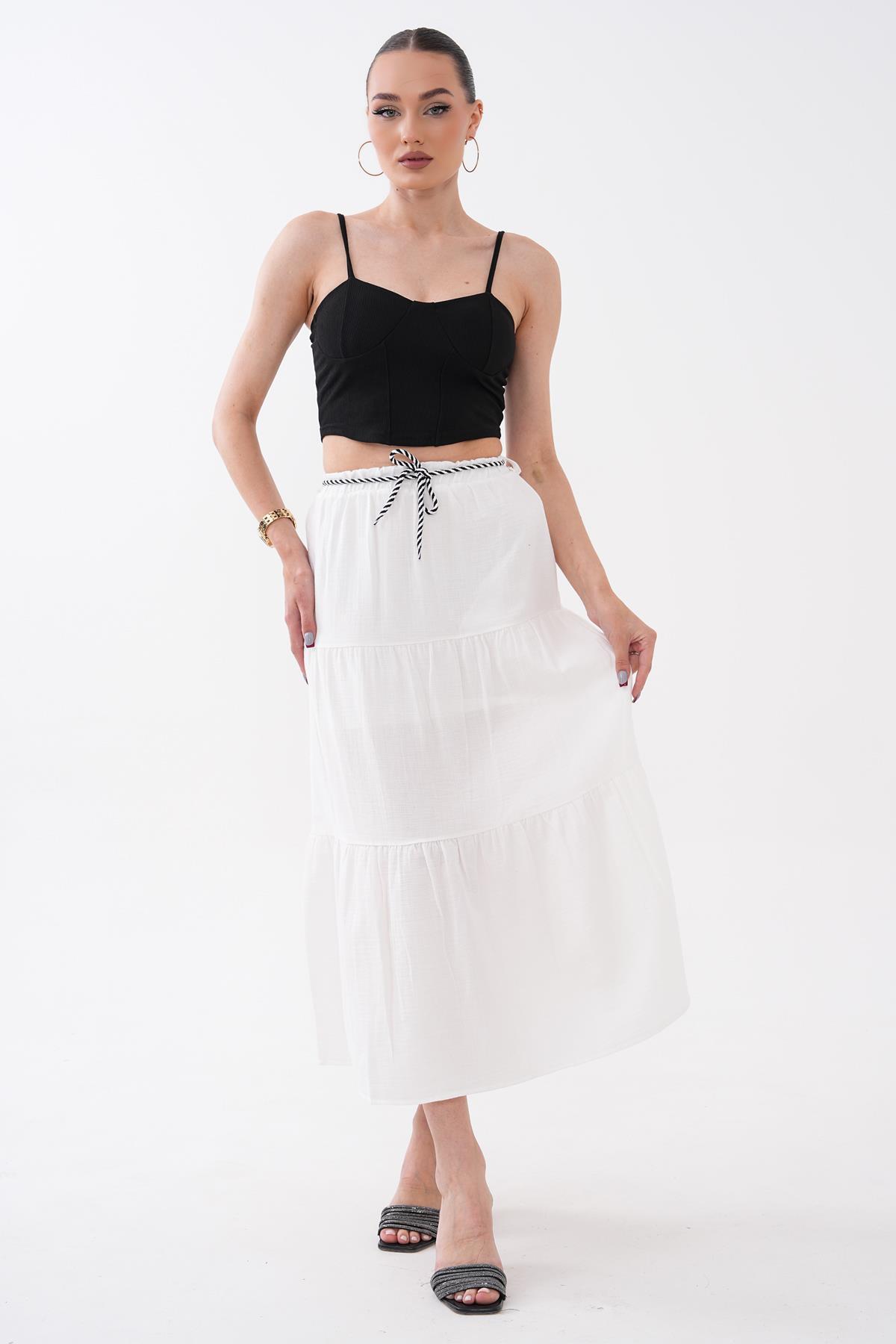 Şimal Women's Rope Detailed Layered Muslin Skirt 260005 -- Trendyol