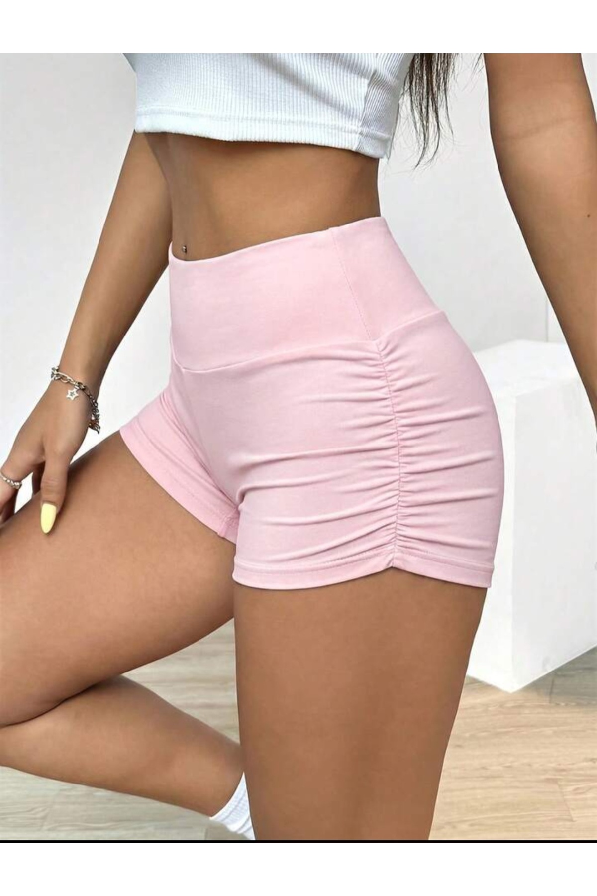 MAROVOAY Yanları büzgülü likralı mini tayt