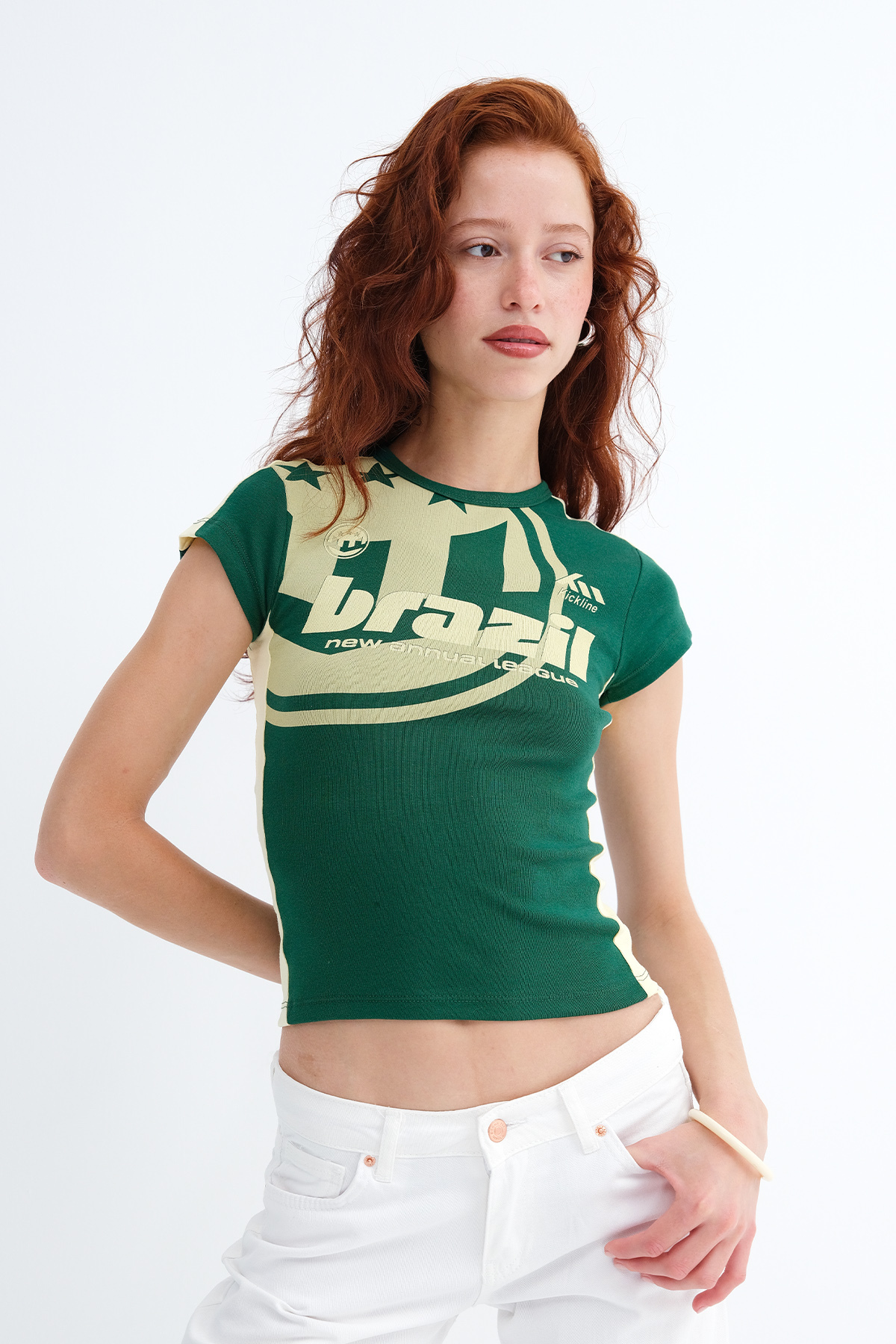 Addax  Yanları Şeritli Baskılı T-shirt P9035 - Görsel 5