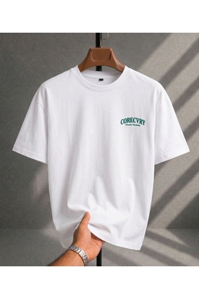 ONUR ERBİL MODA Logo Detaylı Oversize Beyaz Unisex Tişört – Premium Pamuklu B...