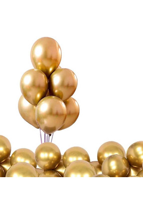 Marlon Balon 12 İnç Krom Gold (Altın) Balon 10'lu Paket - Partinize Işıltı Ka...
