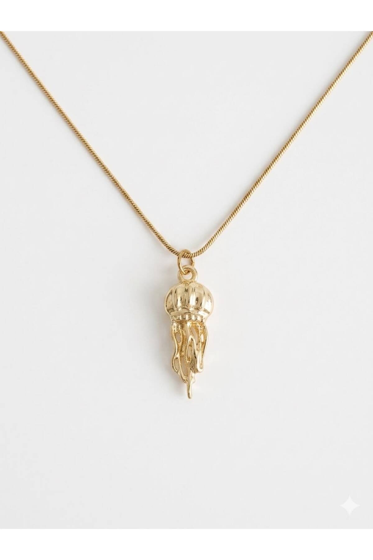 Deniz Anası Charm Çelik Zincirli 45 cm Yazlık Gold Kolye - Detay Görseli 1