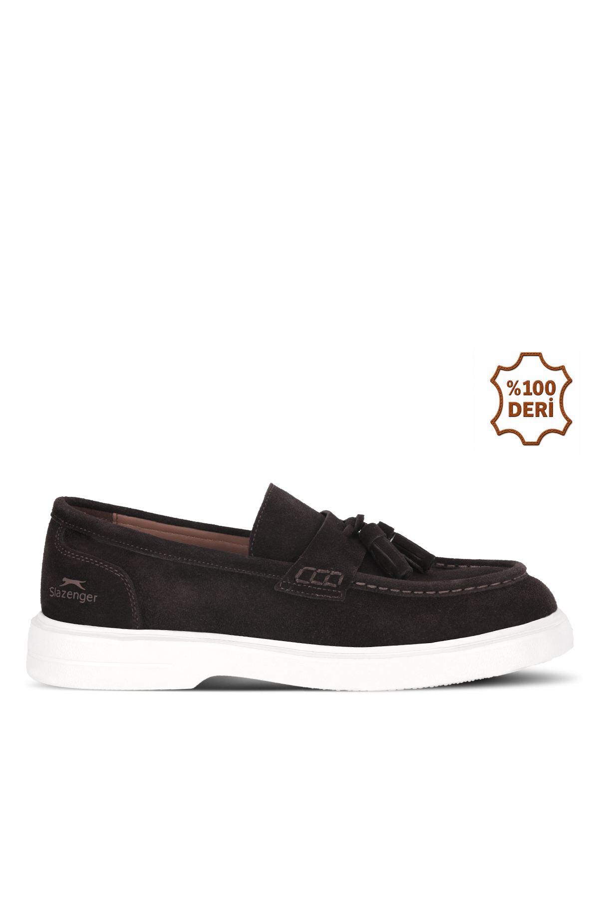 کفش راحتی مردانه چرم قهوه‌ای جیر YONDER I اسلازنگر کفش کژوال Slazenger