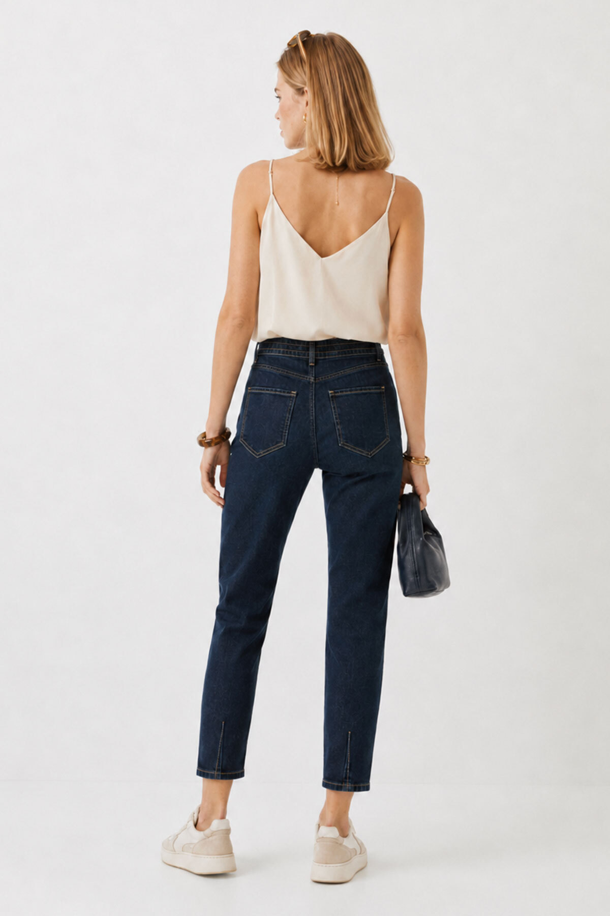 VENA Kadın Norah Deep Dark Blue Beli Lastikli Jean Pantolon - Deep Dark Blue görsel 6