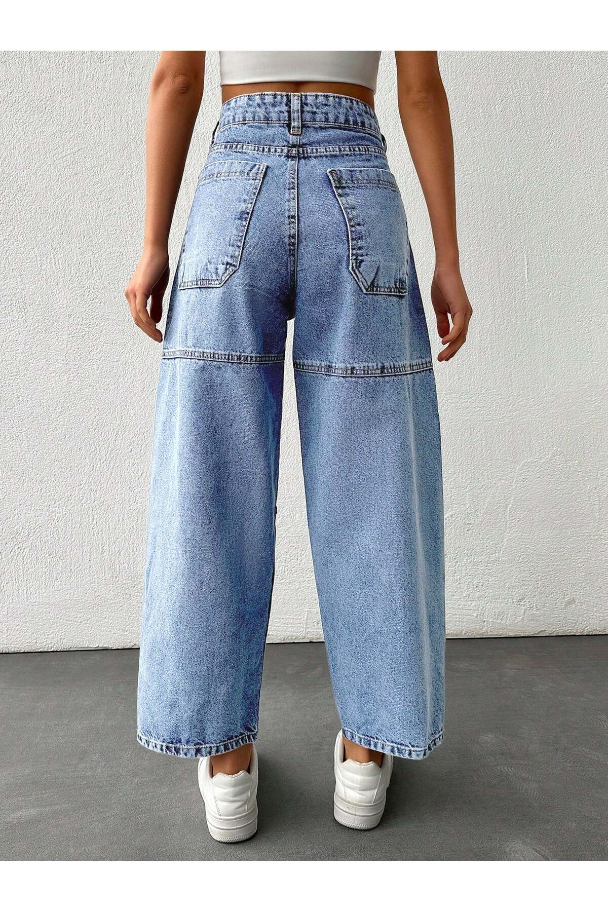 Polo State Kadın Yüksek Bel Balloon Fit Açık Mavi Denim Jean Pantolon görsel 4