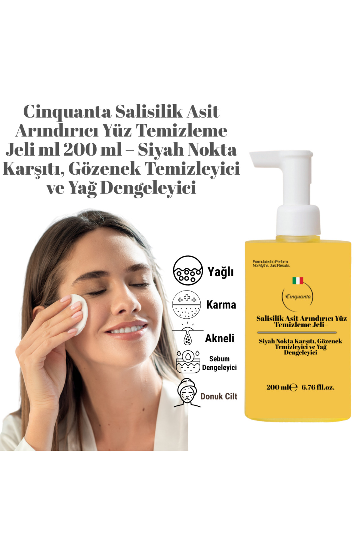 Cinquanta Salisilik Asit Arındırıcı Yüz Temizleme Jeli 200 ml – Siyah Nokta Karşıtı, Gözenek Temizleyici ve Yağ Dengeleyici — cınqyüztemizleme