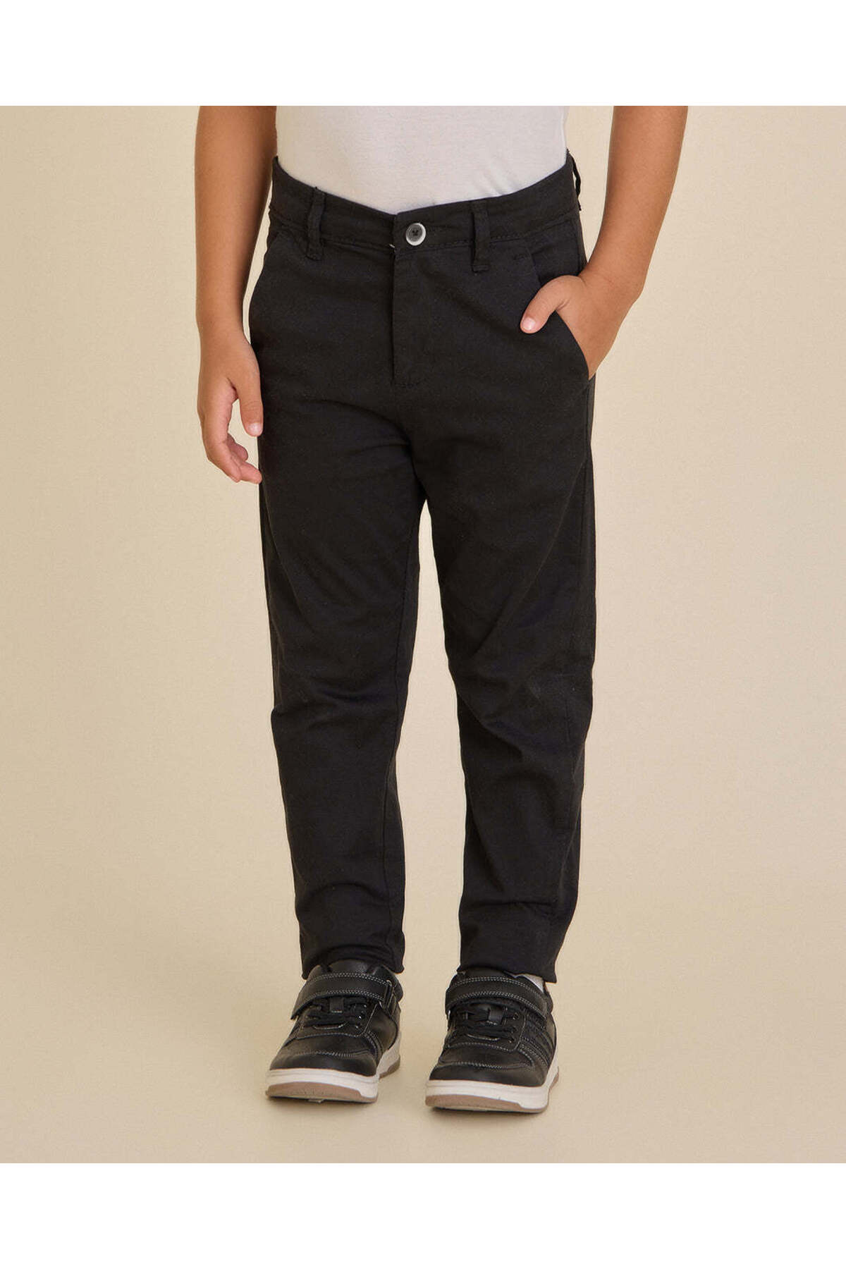 REDTAG Boys Black Chino Trousers
