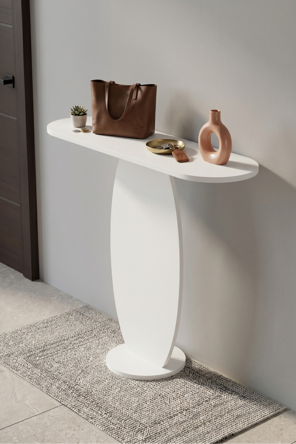 Dresuar Modern Dekoratif Antre Konsolu Giriş Hol Koridor Salon Konsol Masası 7033 Beyaz görsel 2
