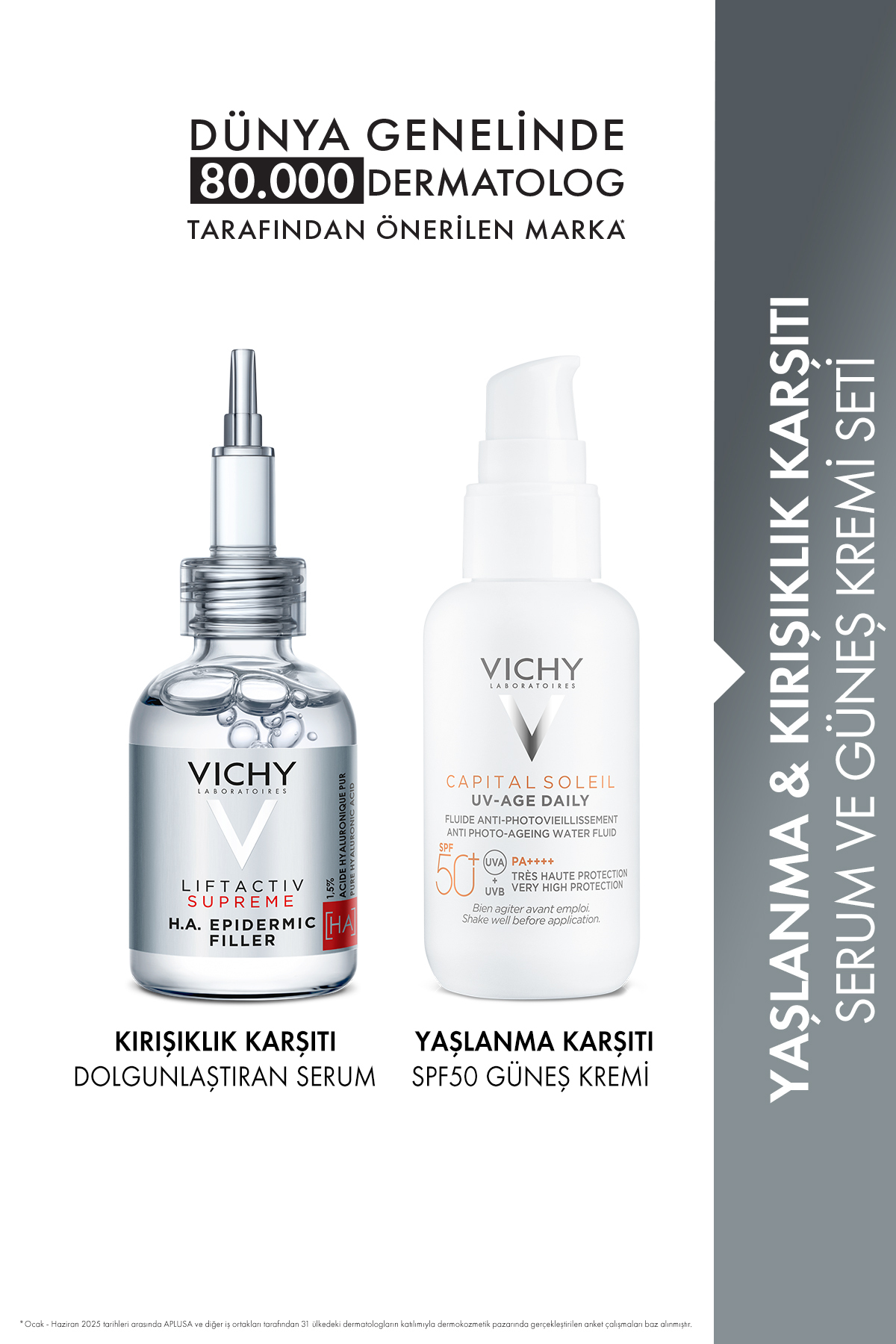Vichy Anti-Aging Günlük Bakım İkilisi – Yenileyici Yüz Serumu ve Yüksek Koruma SPF Güneş Kremi Seti — 7645674O56466