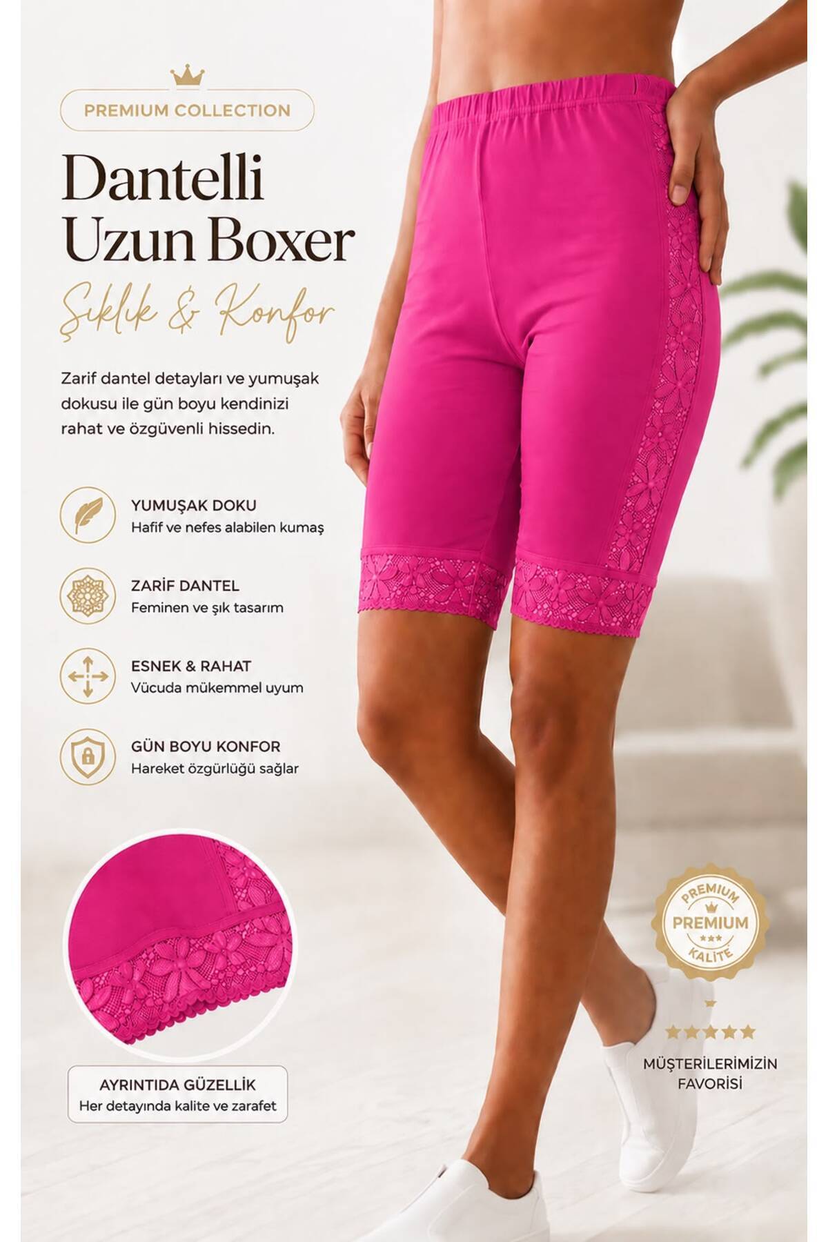 Women's Lace Striped Short Leggings Long Boxer