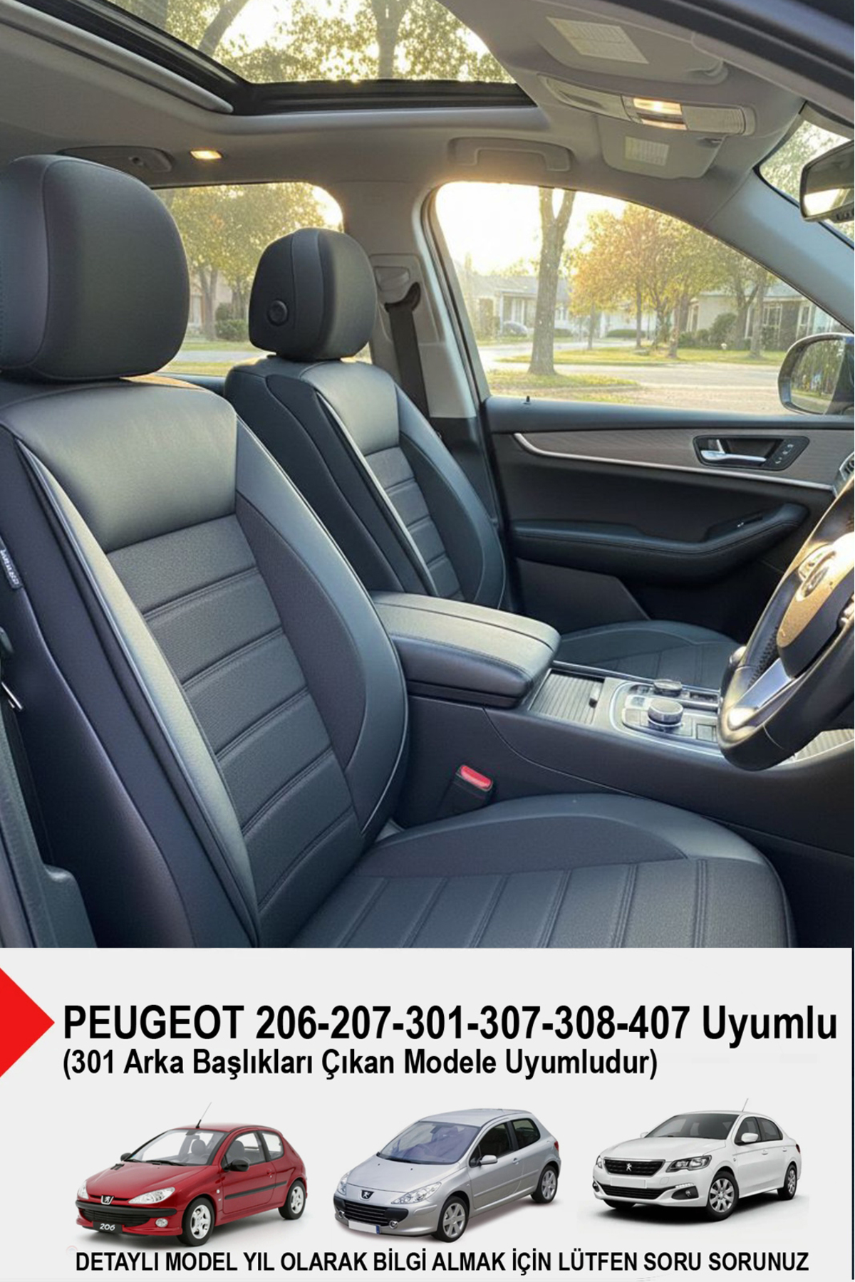GM-DESIGN Speed Serisi Pike Kumaş Oto Koltuk Kılıfı - (PEUGEOT 206-207-208-306-307-407- Uyumlu)