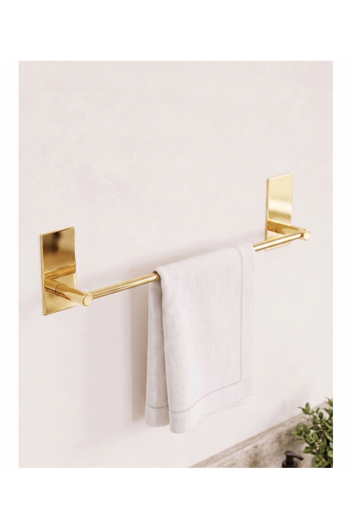 Glued Gold Towel Hanger 40cm Stainless Steel Bathroom Towel Holder Without Drilling Holes