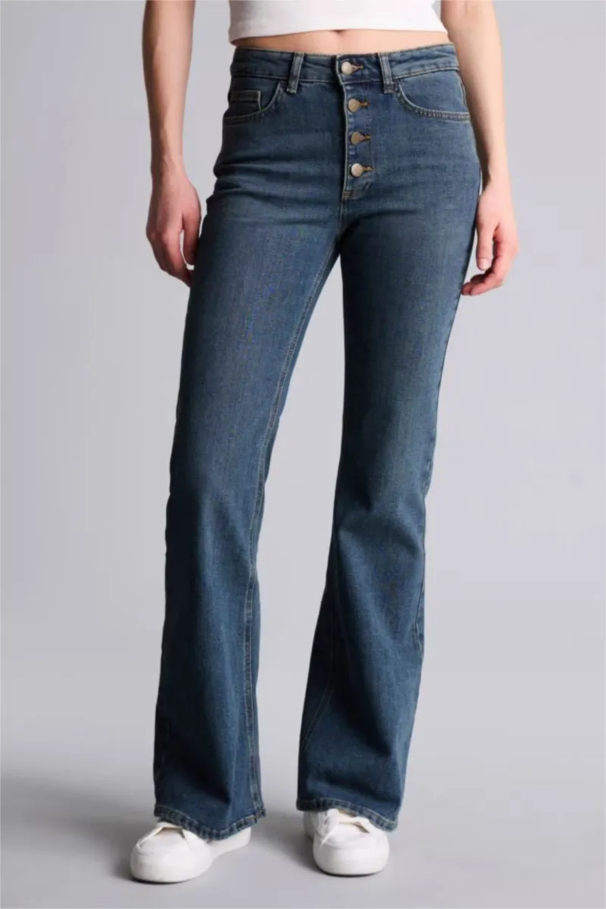 DeFacto Mıa Flare Fit Normal Bel İspanyol Paça Uzun Jean Pantolon H1133AX26SM görsel 3