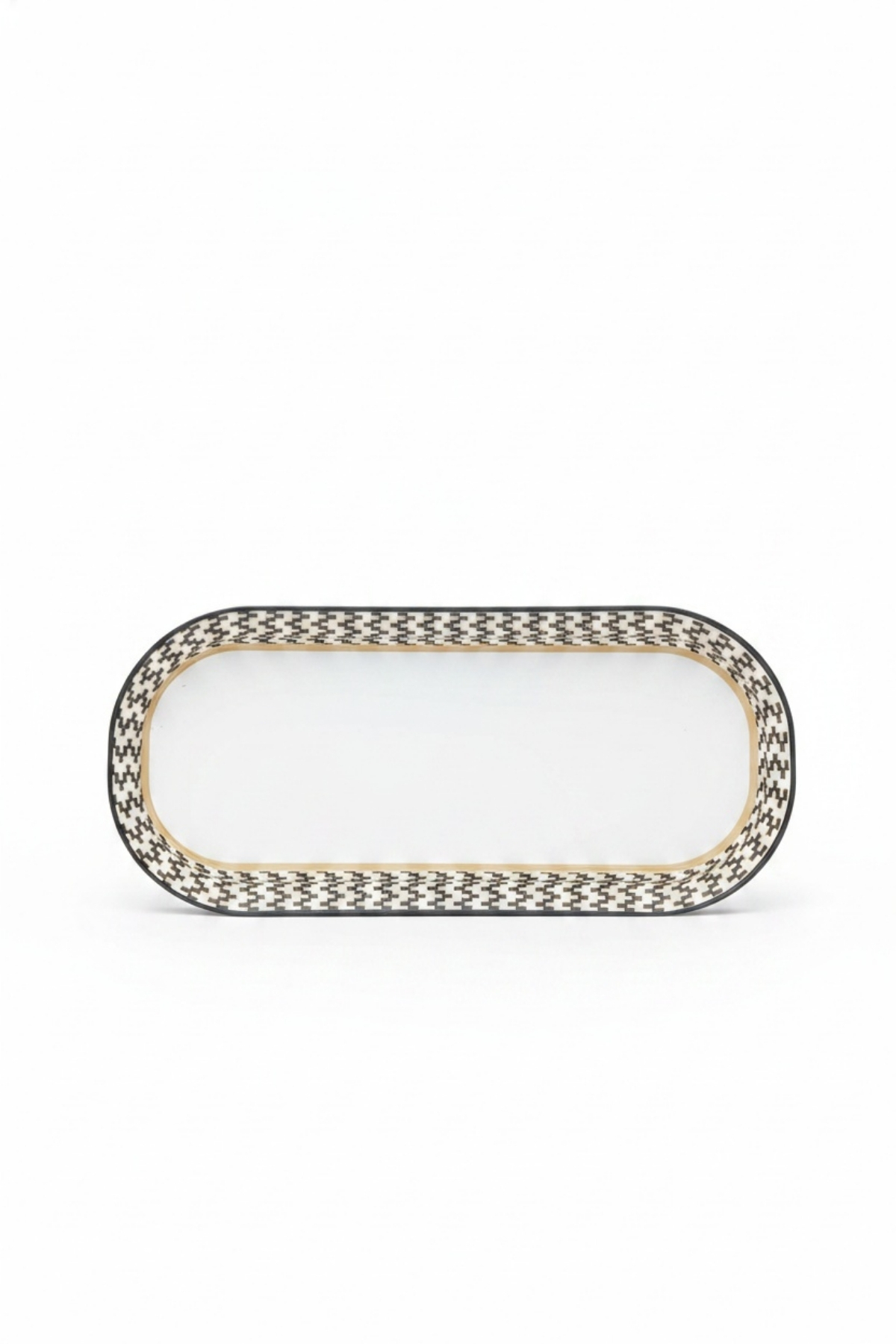 Botanik Zambak Desenli Desenli Oval Metal Servis Tepsisi - 160x350 mm — Tepsiler — görsel 4 / 5 — Tinbox