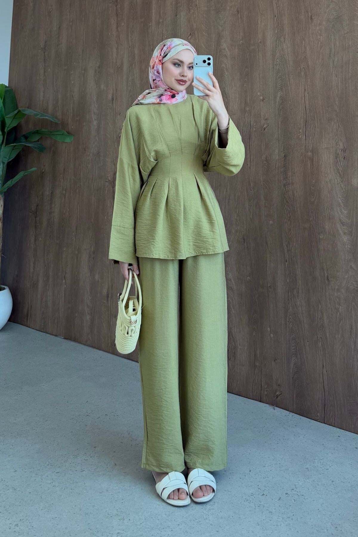 Hazamoda Nilda Linen Set Oil Green