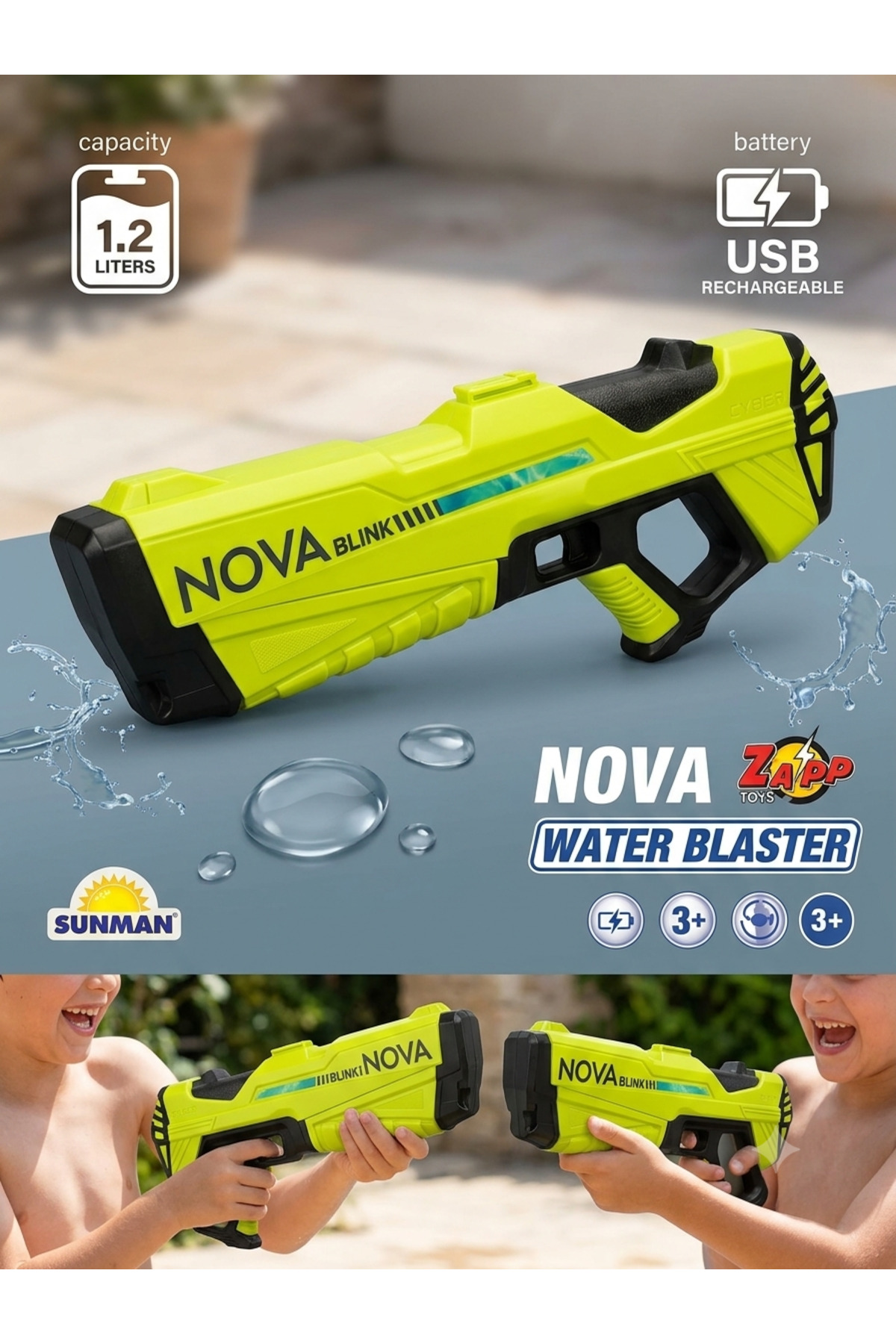 Lisinya Şarjlı Su Tabancası Nova Blınks 3 7V USB 300ML LSNTKN