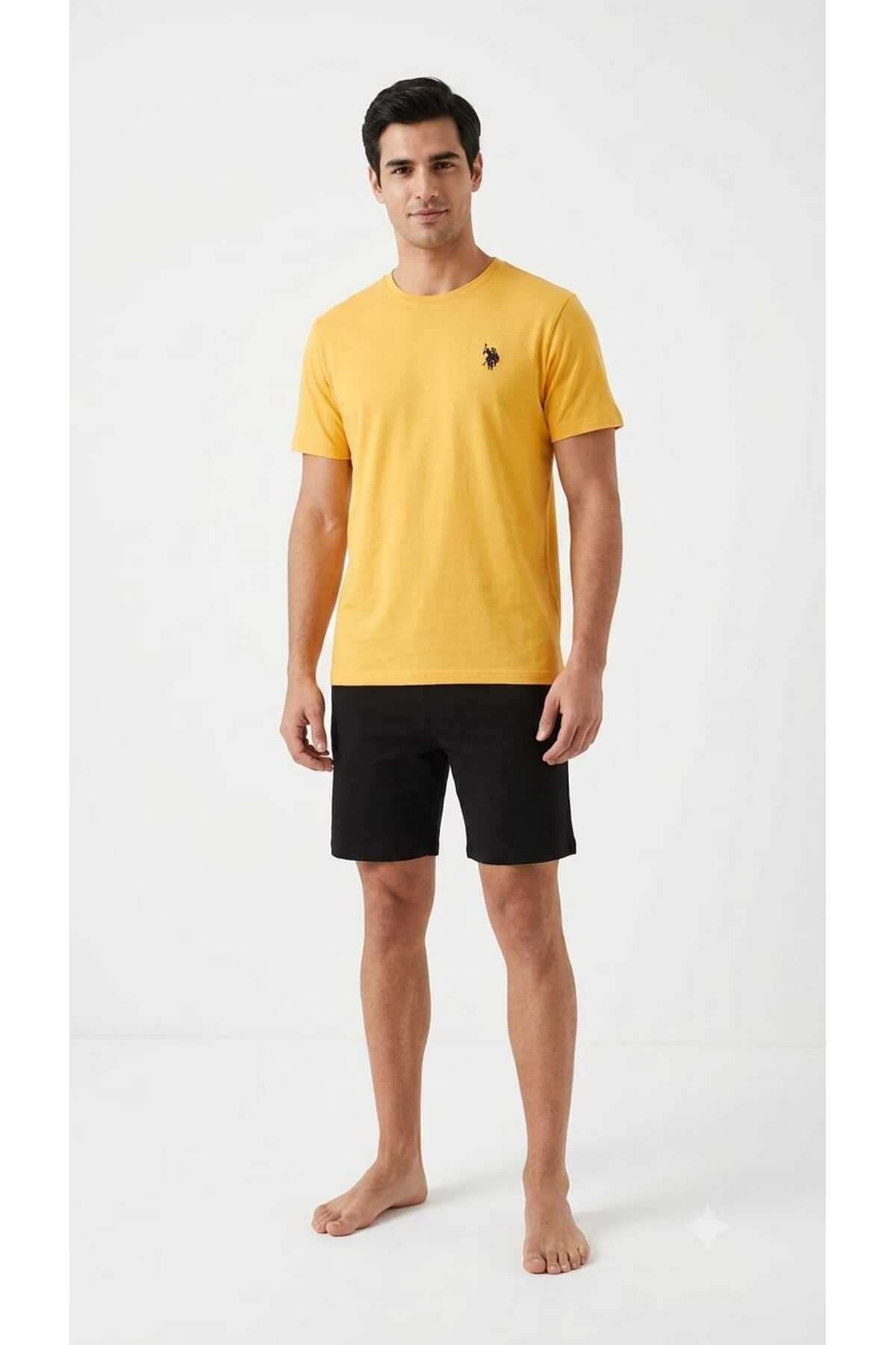 U.S. Polo Assn. Men's Yellow Round Neck Shorts Set