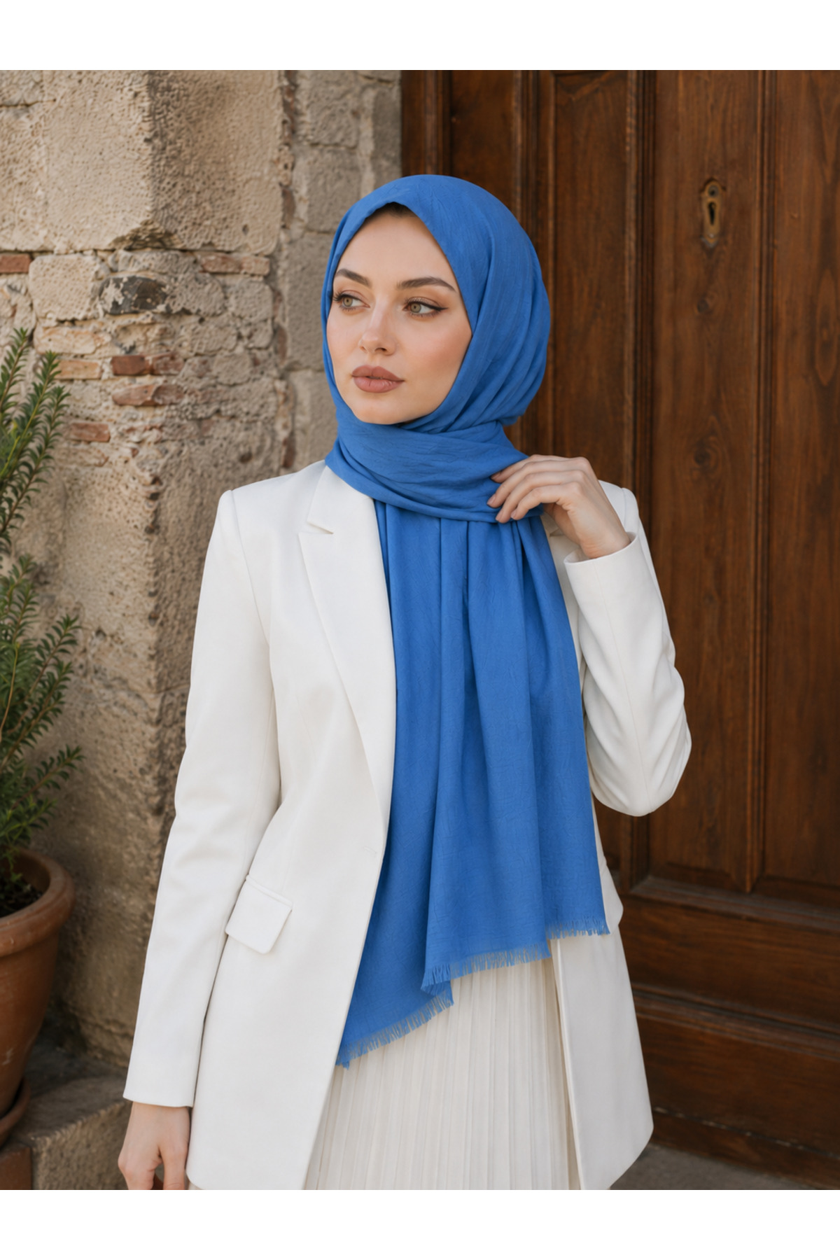 Denim Blue Natural Bamboo Shawl – Modest Shawl Lightweight, Breathable, Non-Slip Shawl Construction – Bamboo Shawl