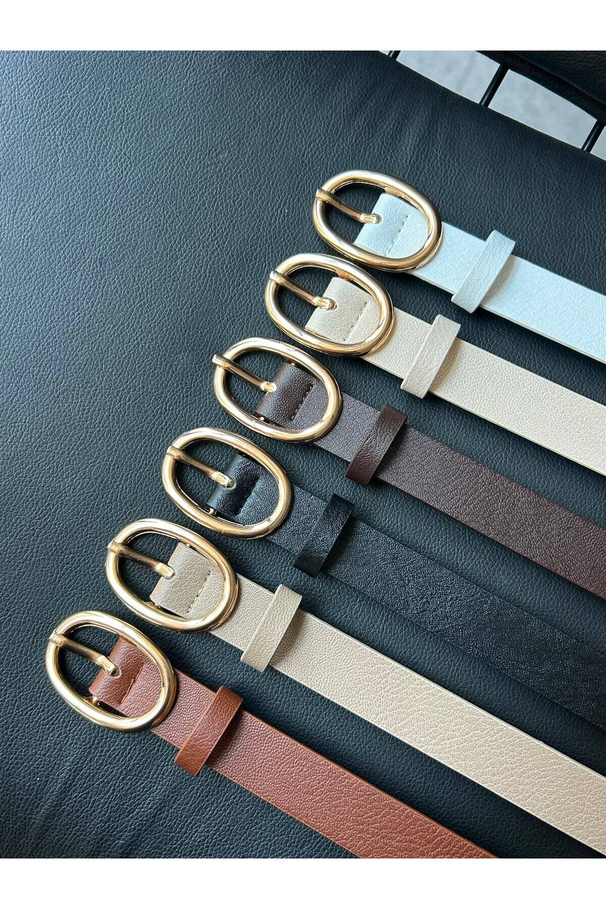 6pcs Matrix Oval Gold Buckle Belt Waist Belt Jacket Belt Dress Belt Pants Belt