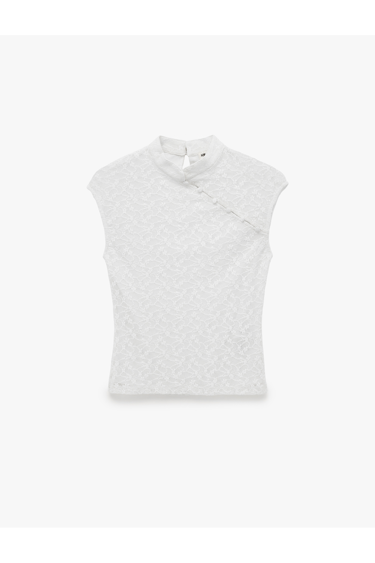Slim Fit Kolsuz Dik Qipao Yaka Dantel Bluz
