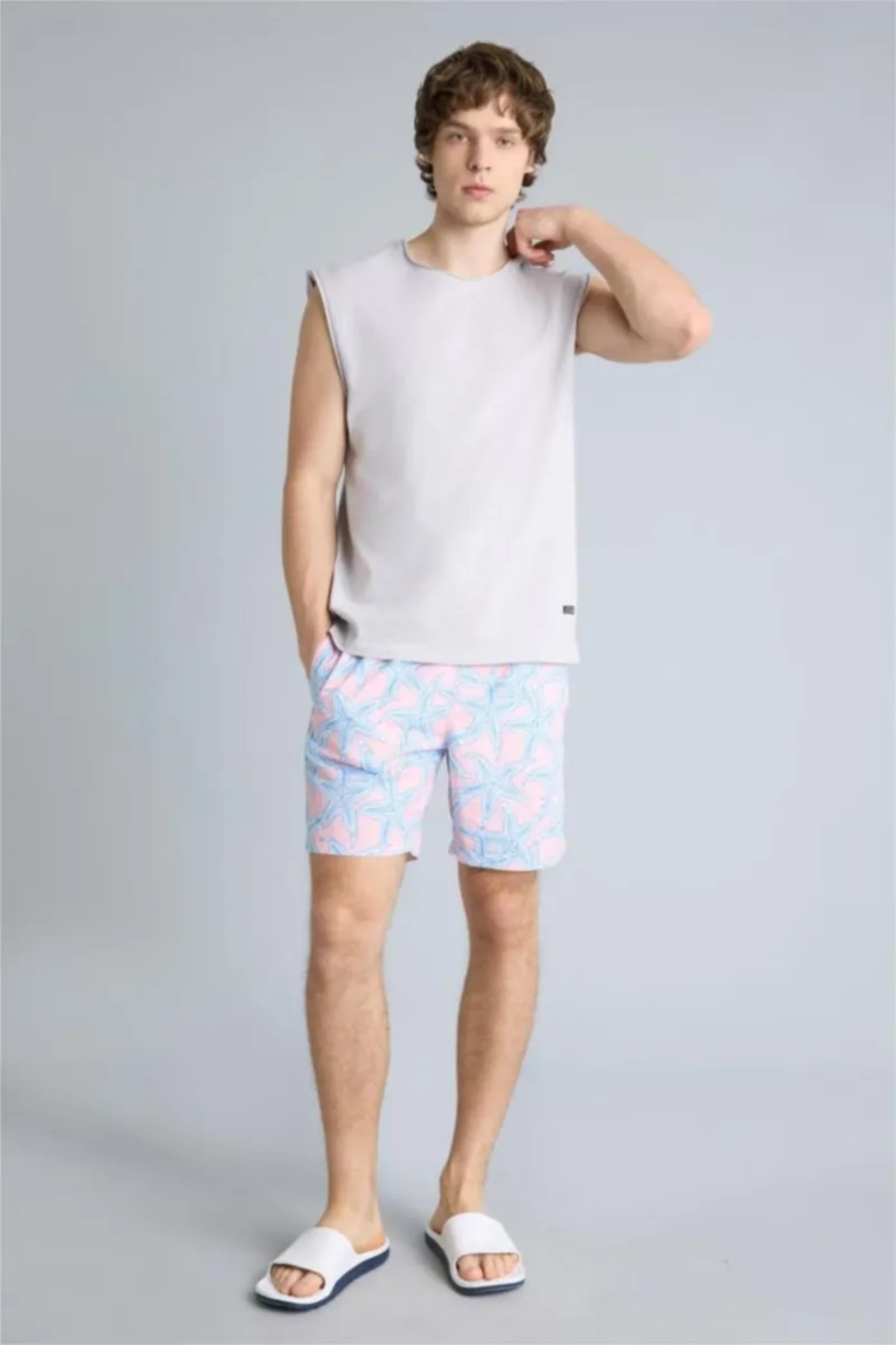 Defacto Regular Fit Printed Mesh Lined Swim Shorts G7316Ax26Hs