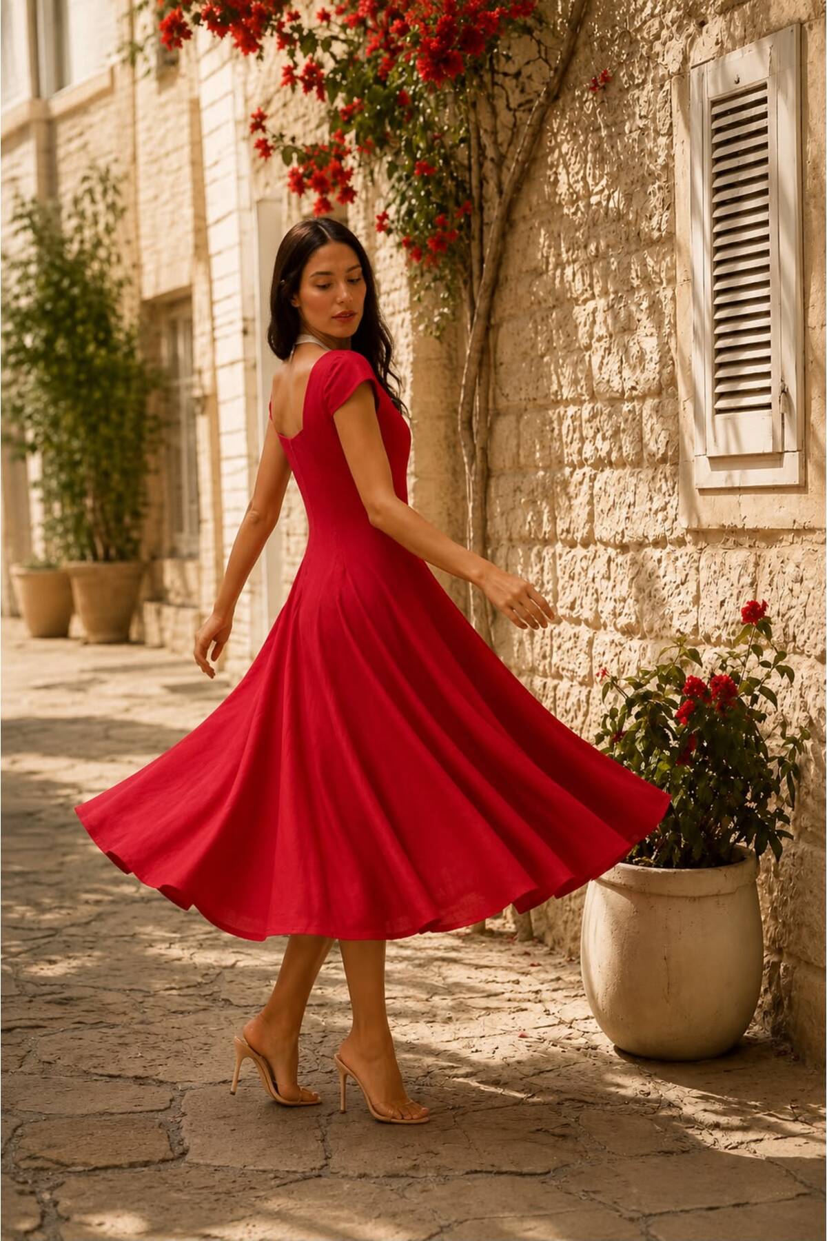 KÜÇÜĞÜM BUTİK Red Multi-Piece Short Sleeve Dress