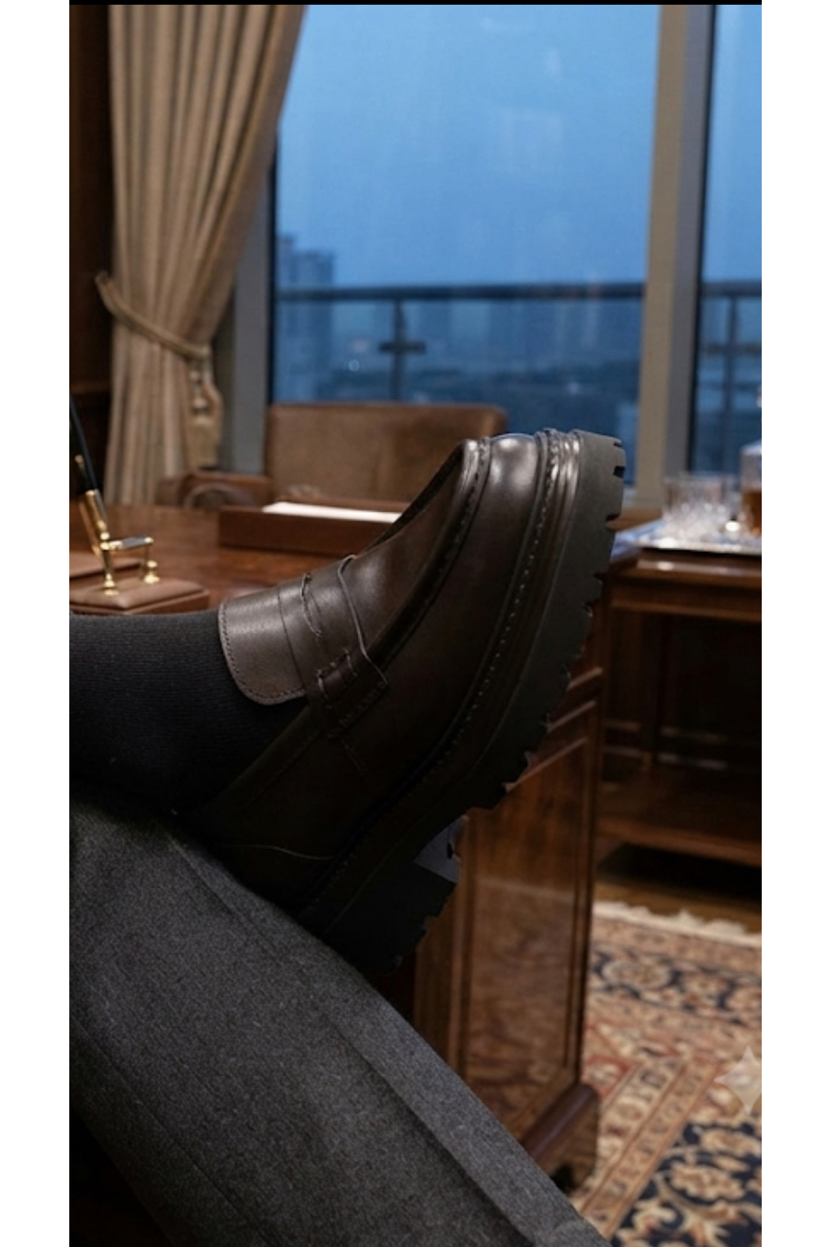 Milano Saphir Erkek yüksek tabanlı (+5 cm) İç Dış Hakiki deri %100 garantili Loafer ayakkabı görsel 3
