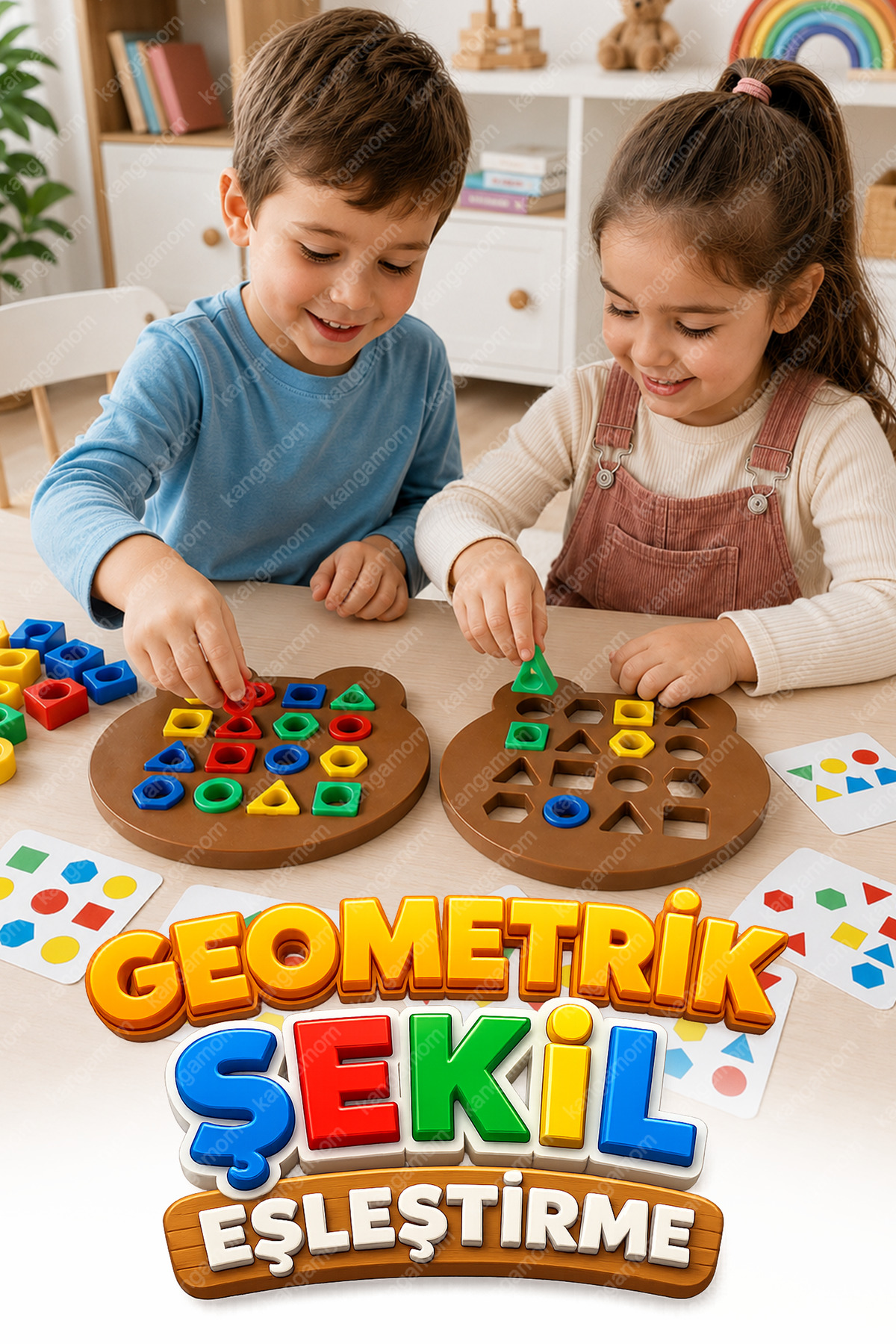 M&H Geometrik Şekil Eşleştirme - 42 Parça Ayıcık Oyunu - 16 Görevli Eğitici ve Öğretici Zeka Oyunu