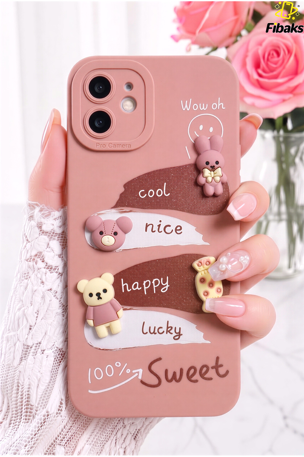 Galaxy A07 Case Pink Rabbit Design Patterned Camera Shielded Soft Silicone Cover