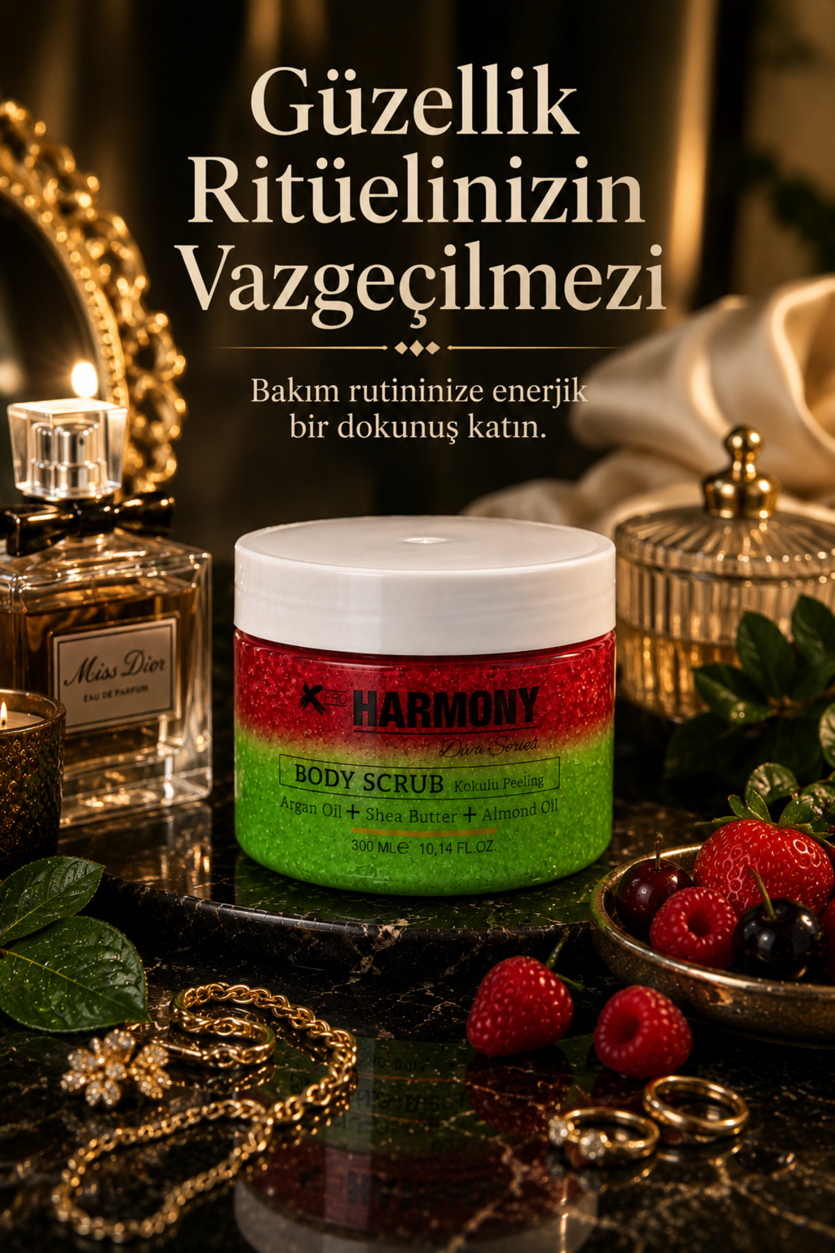 Forest Fruit Body Scrub 300 ml | Shea Butter + Argan Oil + Almond Oil İçeren Vücut Peelingi — PH-BS-FF-300 — تصویر 7 از 8