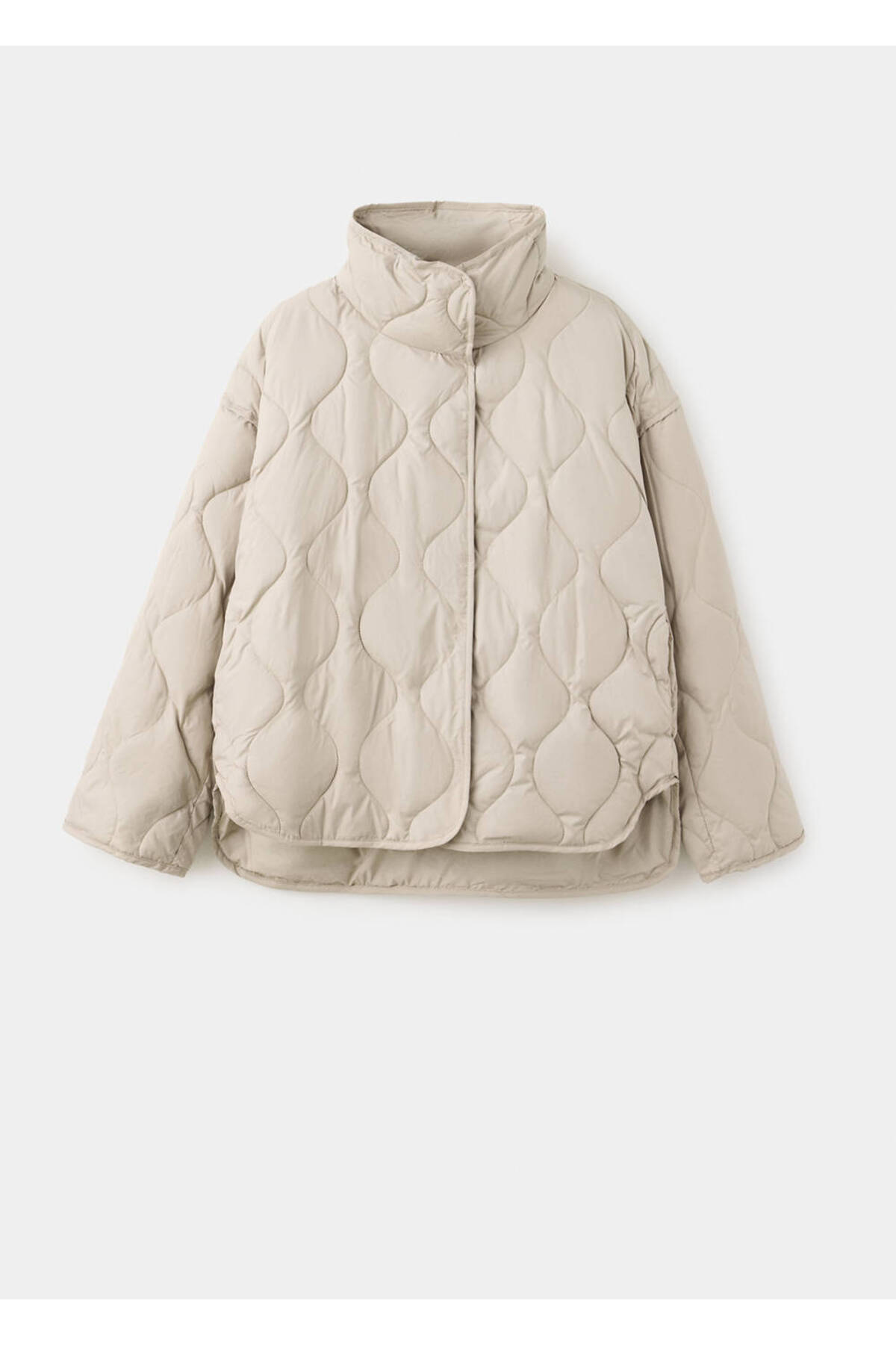 MANGO Woman Quilted anorak with detachable scarf görsel 7