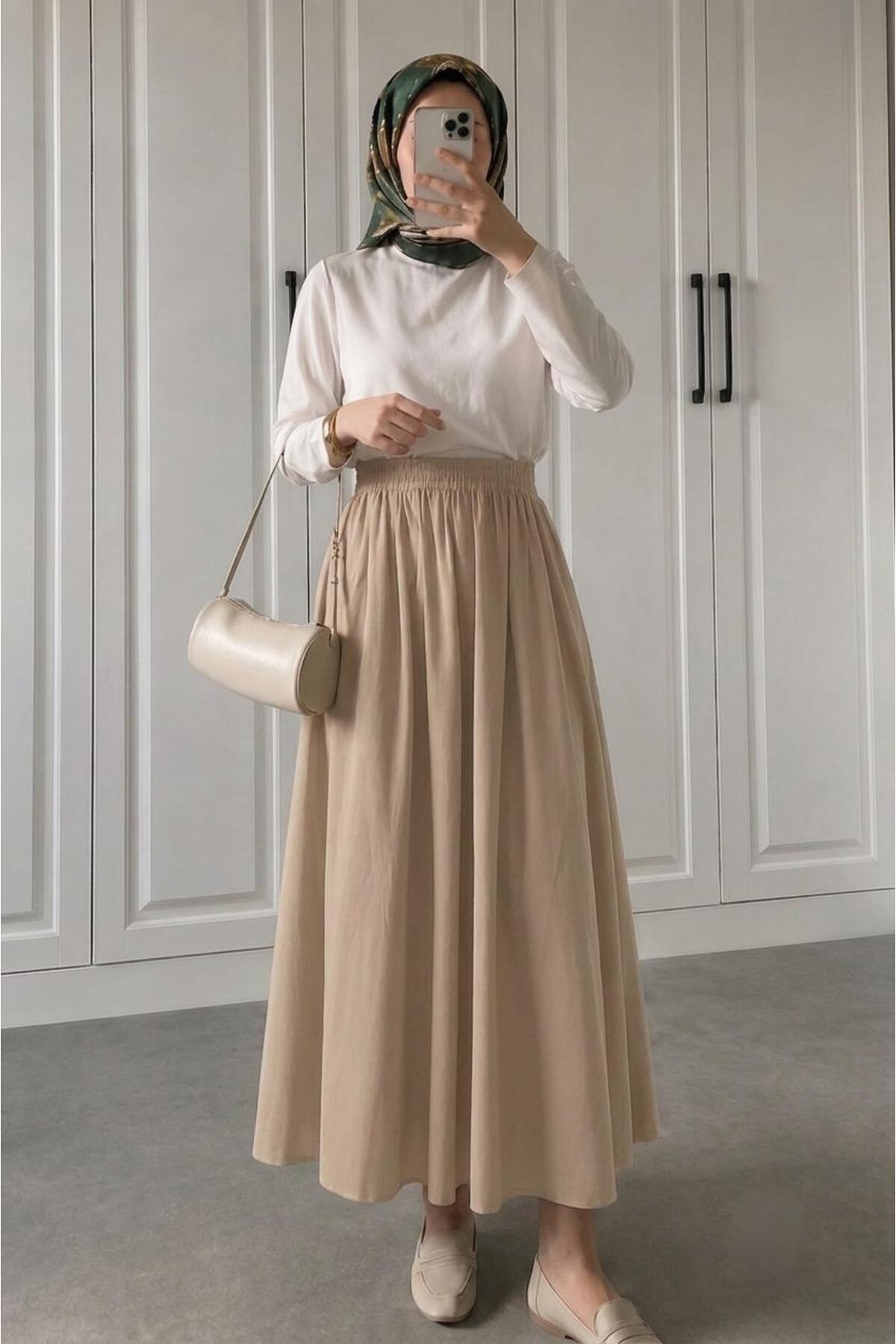 ECEYLÜL MODA Siyah Cepli Kloş Skuba Krep Etek - Rahat ve Şık Kombinler İçin İdeal